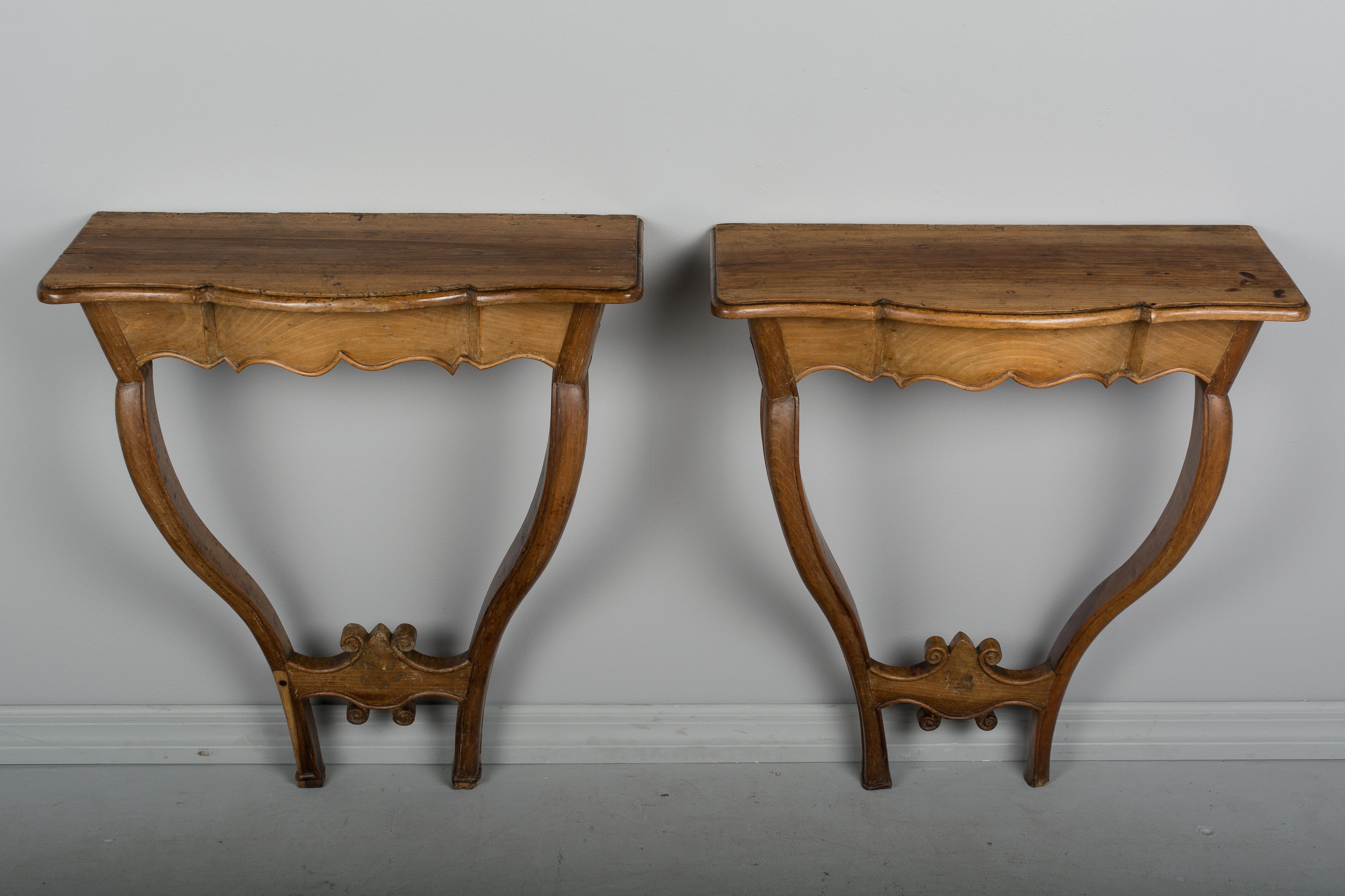 Hand-Carved Pair of 18th Century French Console Tables