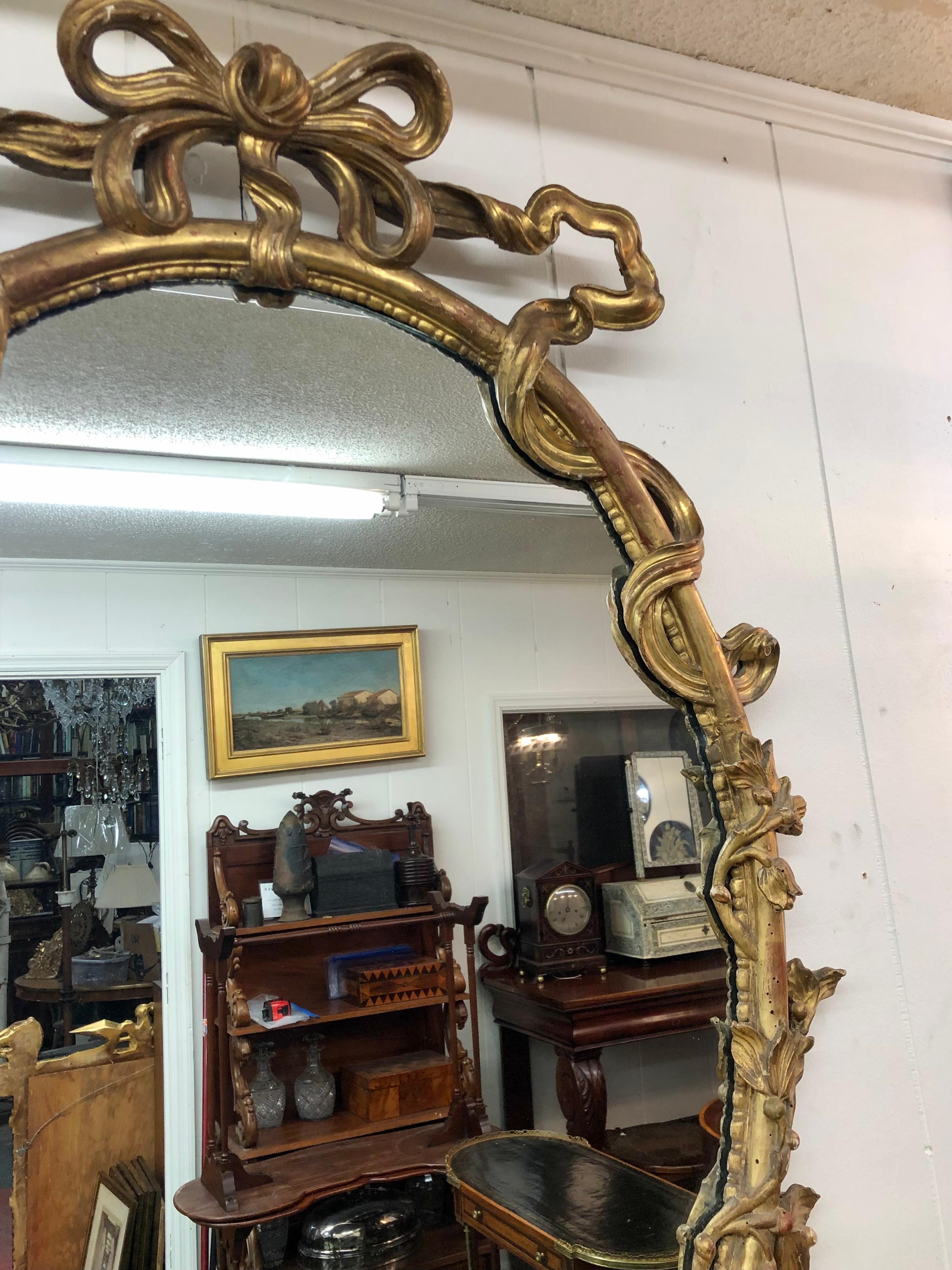 Pair of 18th C. George III Chippendale Oval Carved Giltwood Rococo Mirrors 6