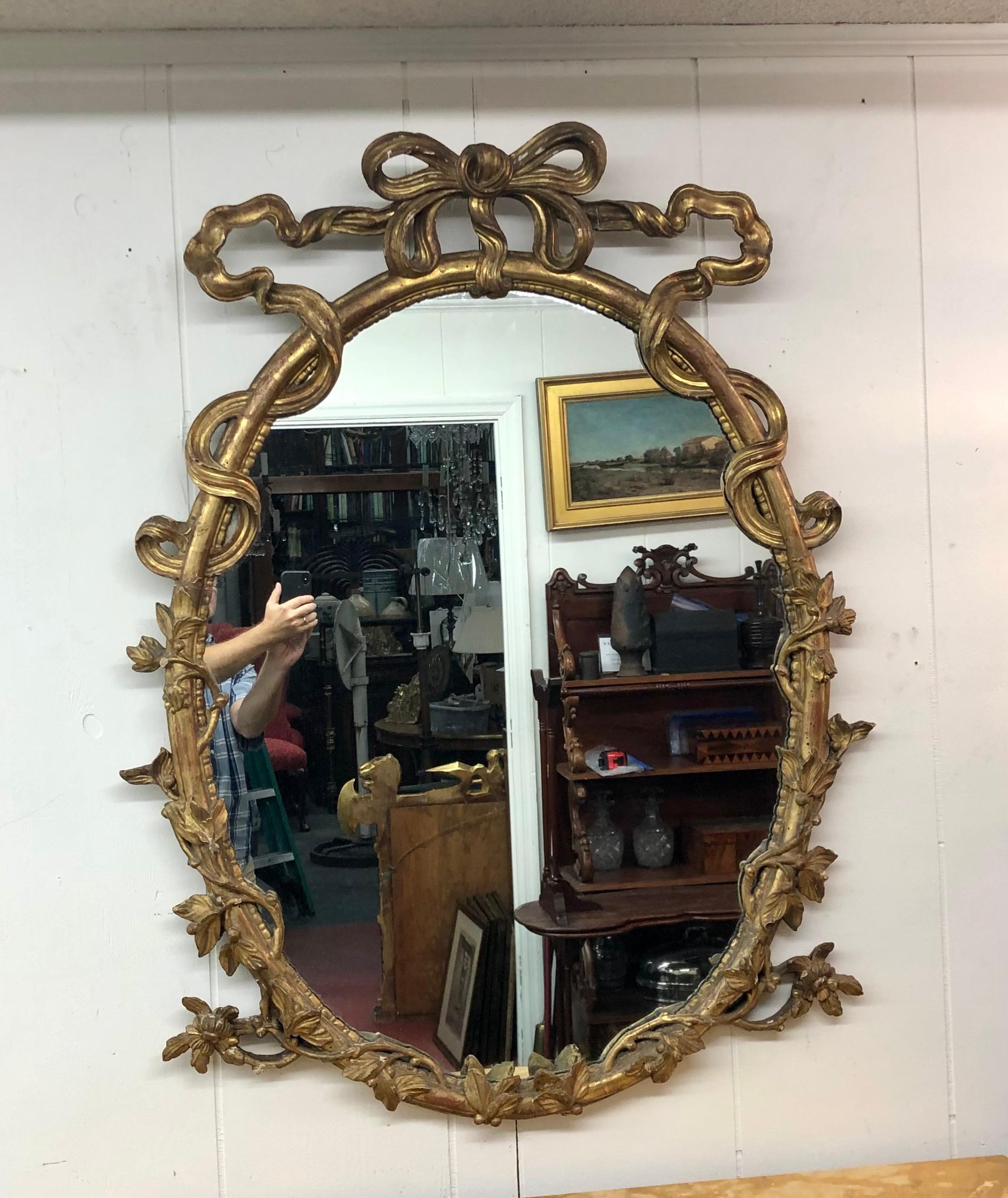Pair of 18th C. George III Chippendale Oval Carved Giltwood Rococo Mirrors In Good Condition In Charleston, SC