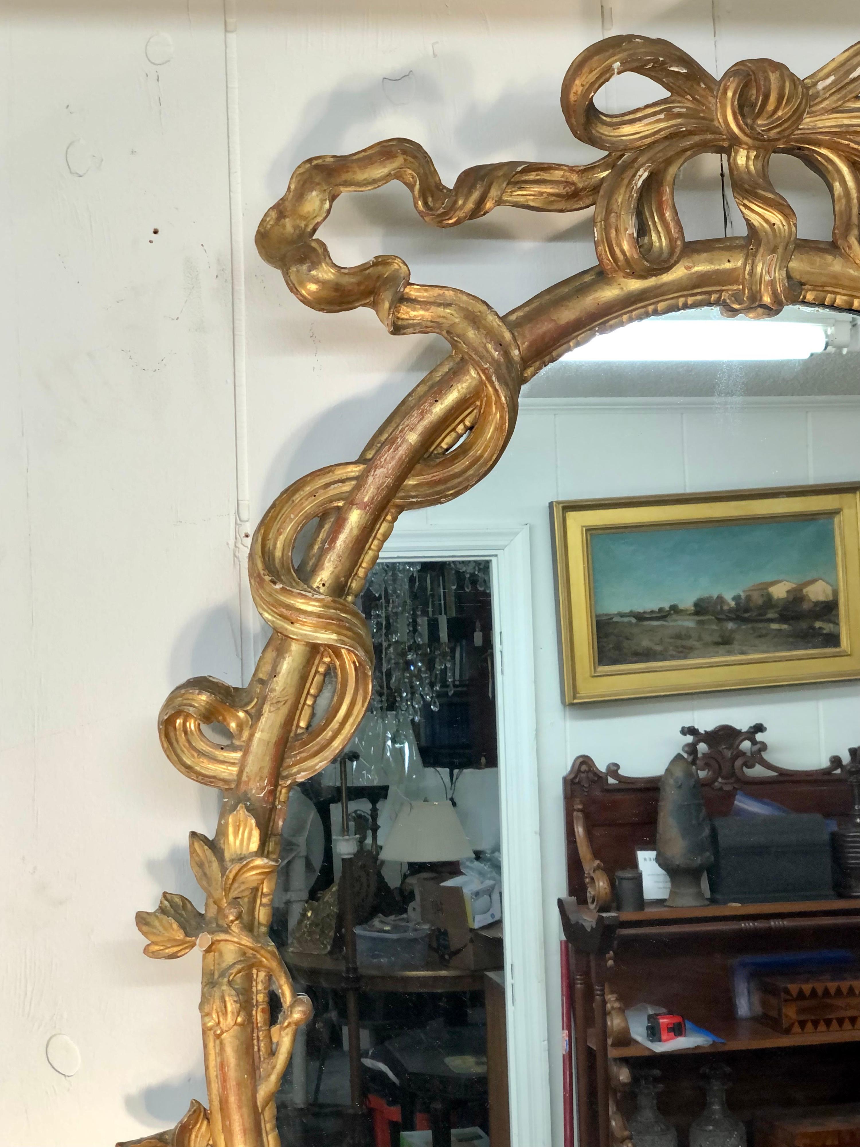 Pair of 18th C. George III Chippendale Oval Carved Giltwood Rococo Mirrors 2