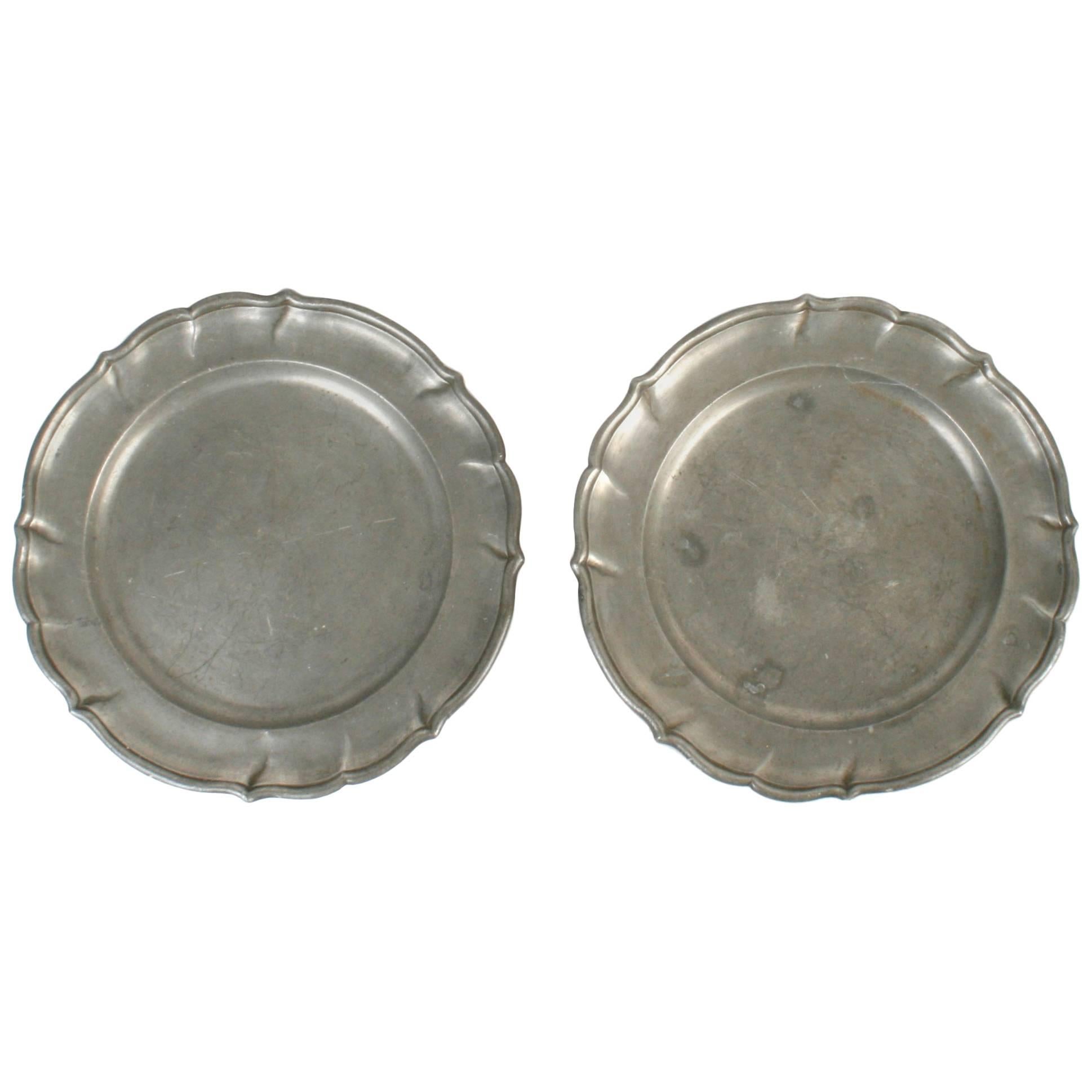 Pair of 18th c German Pewter Plates