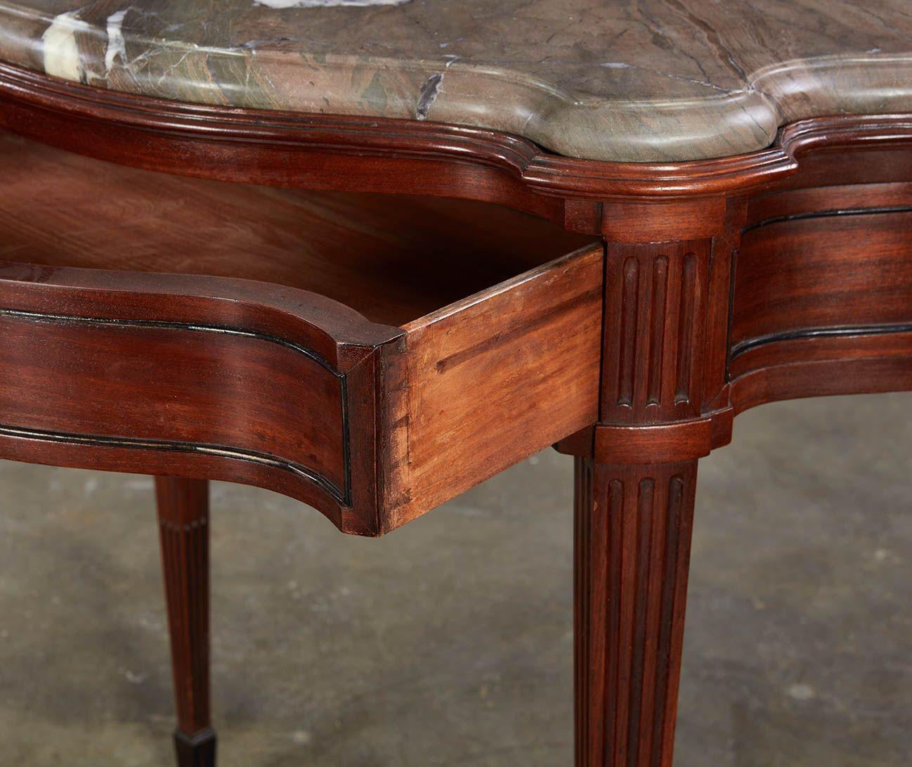 Pair of 18th c. Italian Classical Marble Top Console Tables For Sale 12