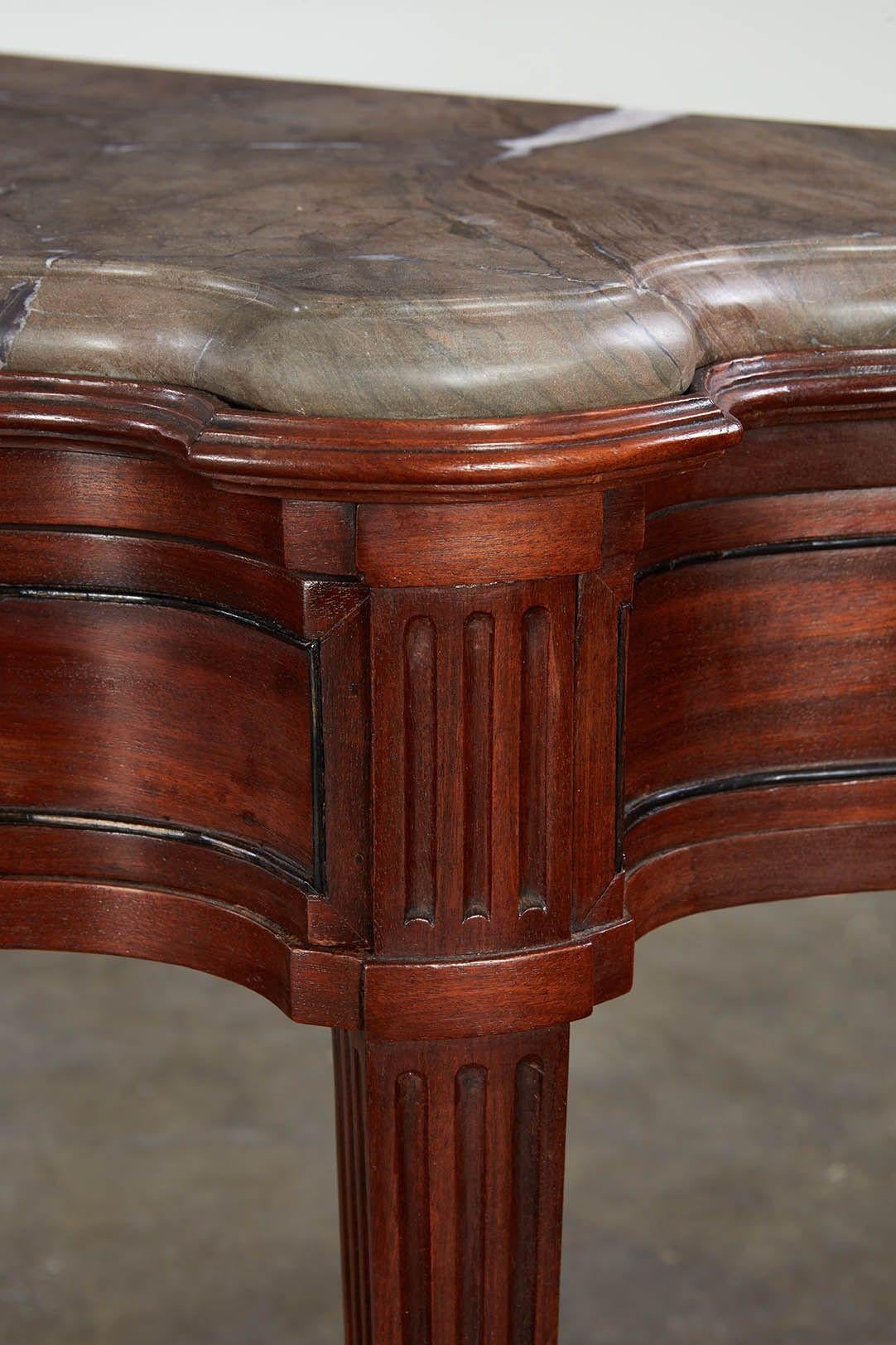 Pair of 18th c. Italian Classical Marble Top Console Tables For Sale 2