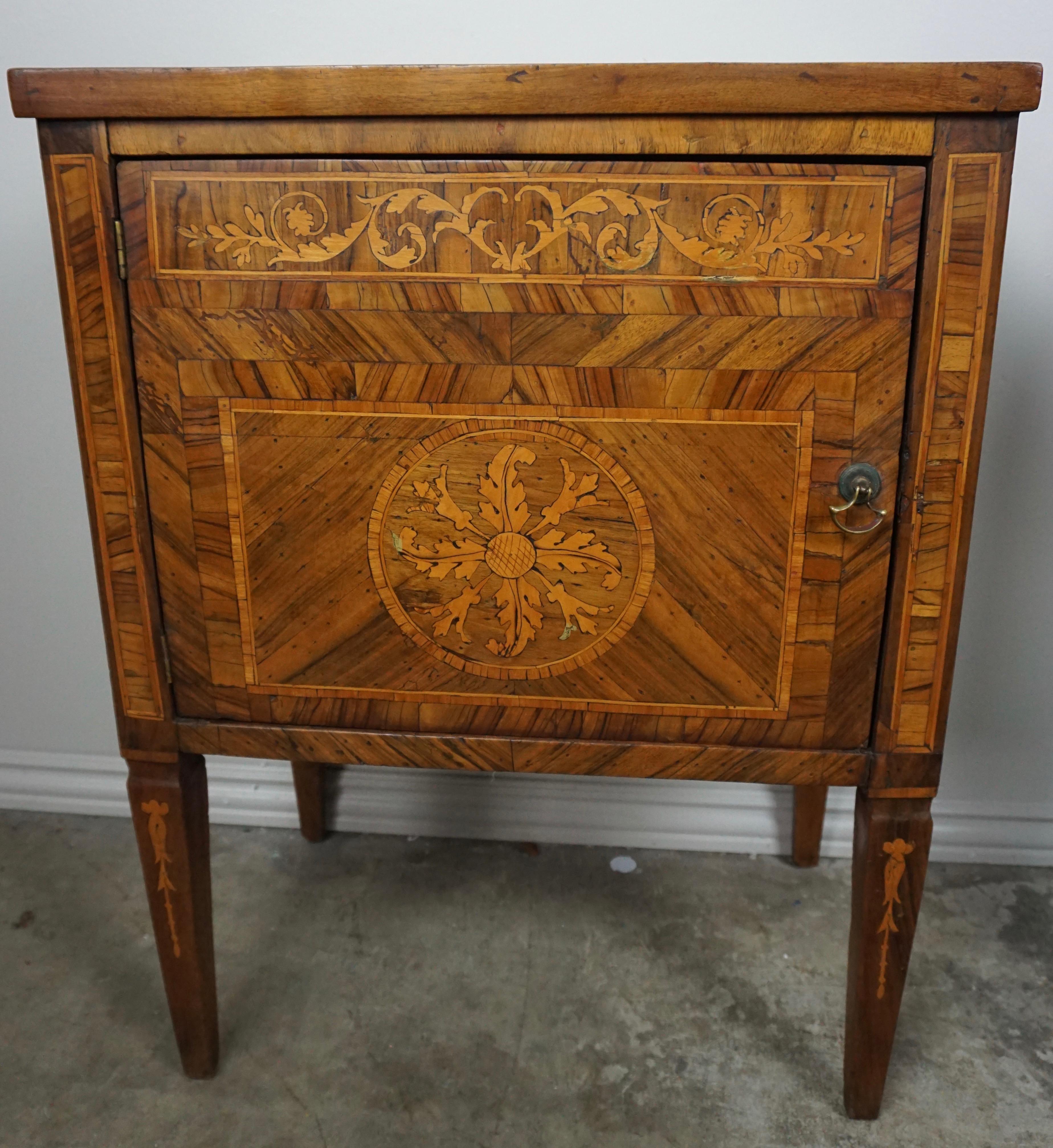 Pair of 18th Century Italian Inlaid Chests In Distressed Condition In Los Angeles, CA