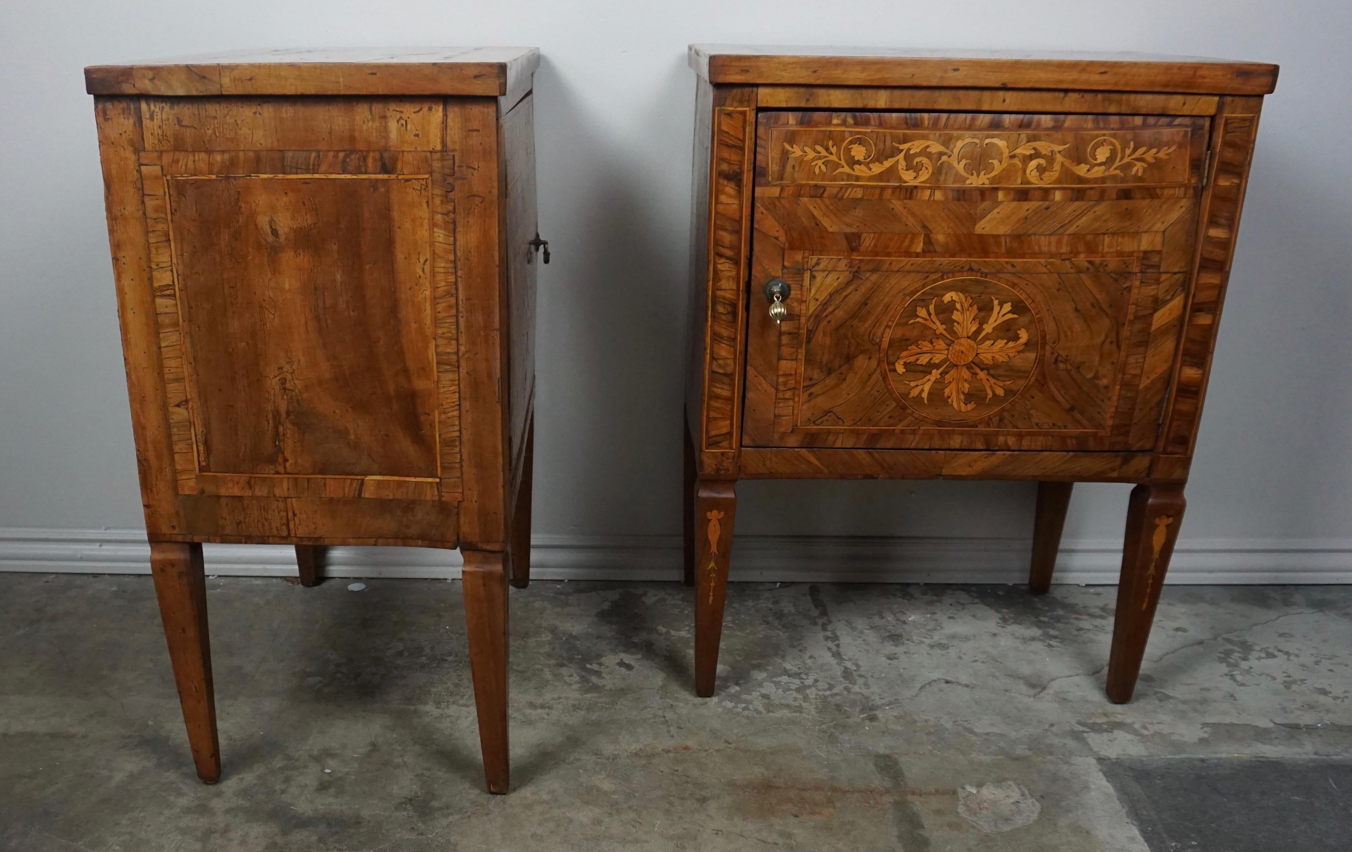 Mahogany Pair of 18th Century Italian Inlaid Chests