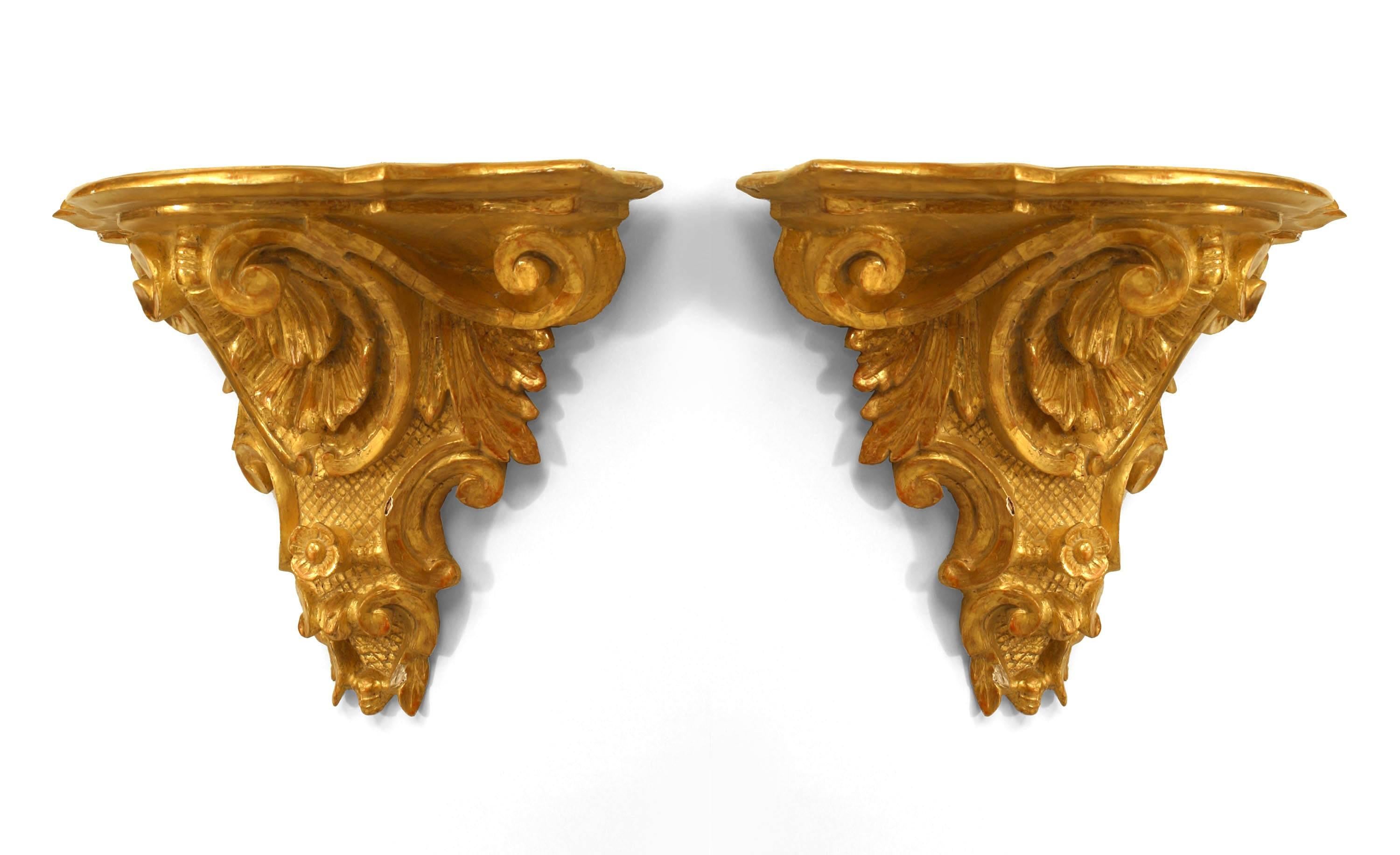 Shelf Pair of Corbels, ACANTHUS LEAF Scroll Rococo Style,gold 2 IN TOTAL 