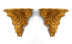 Pair of Italian Rococo Gilt Wall Shelves