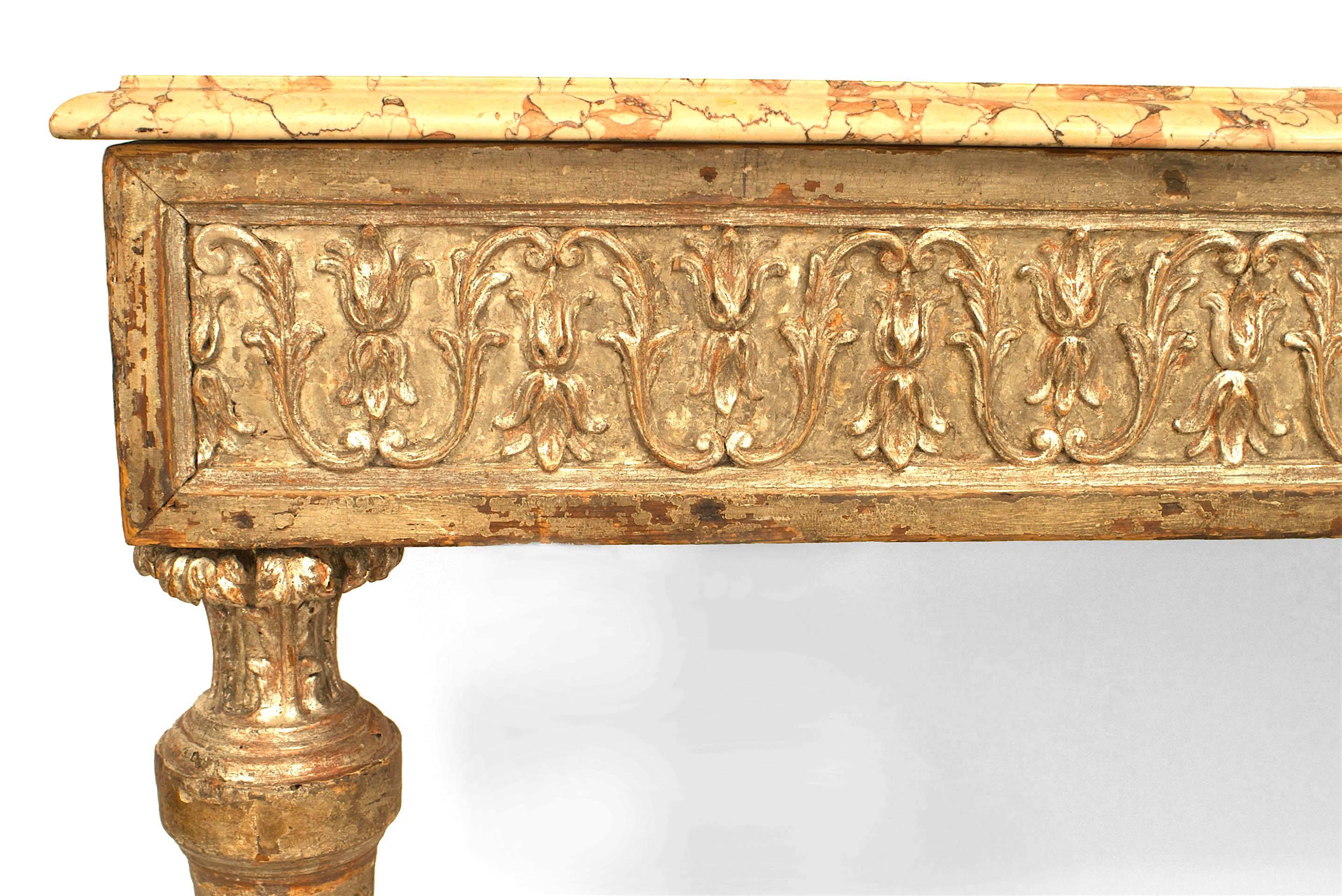 Pair of Italian Neo-Classic Gilt and Marble Console Tables In Good Condition For Sale In New York, NY