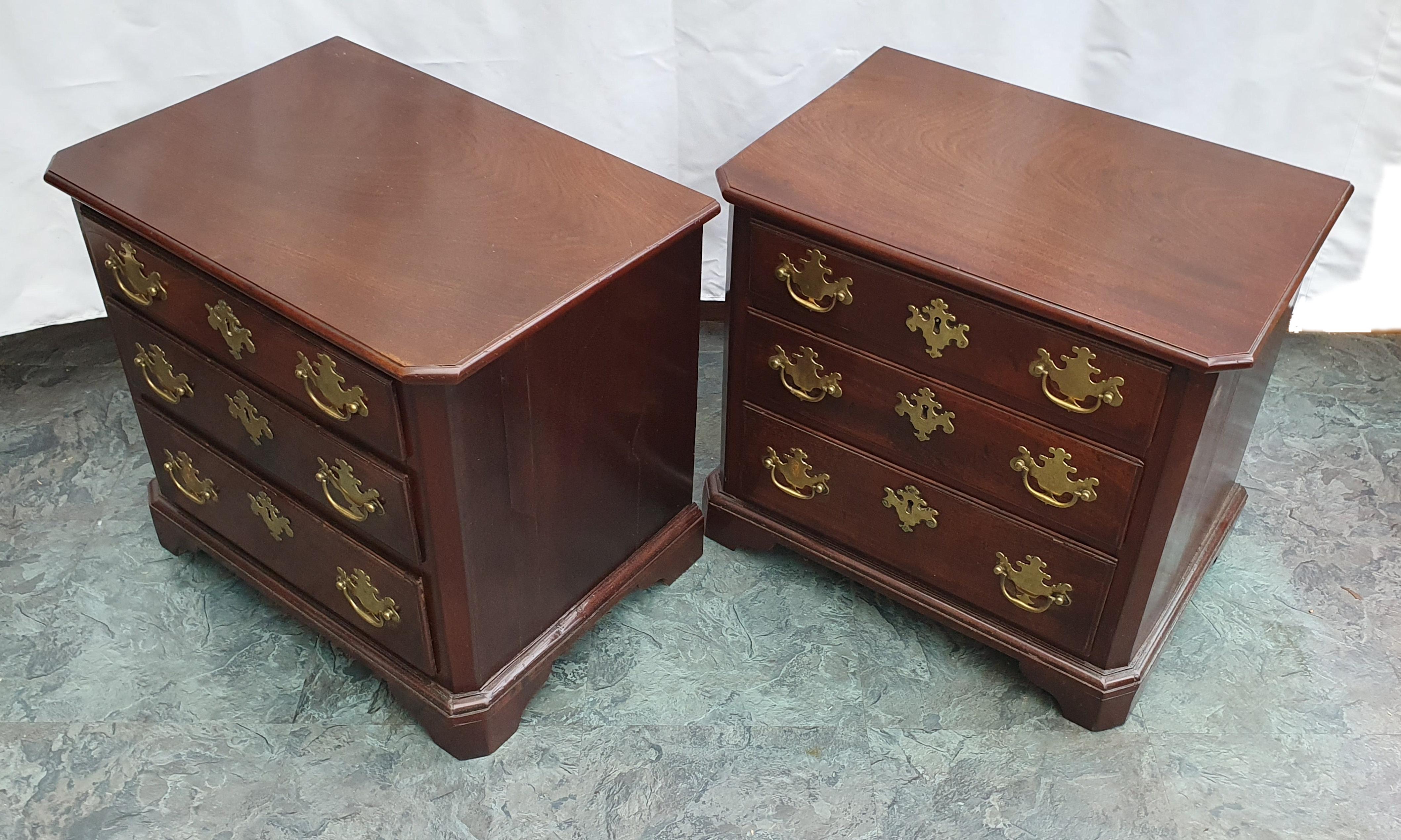 British Pair of 18th C. Mahogany Chests For Sale