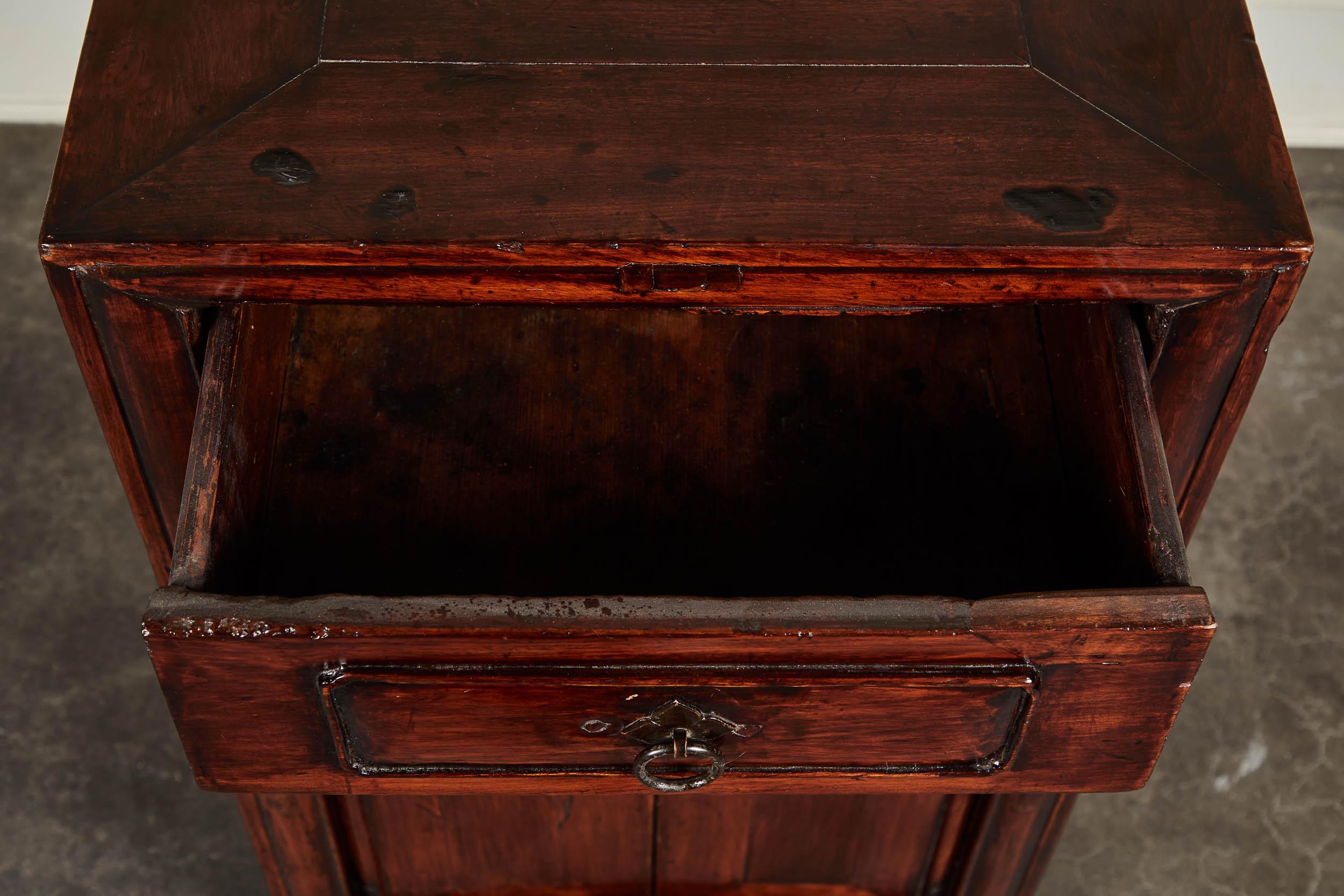 Chinese Pair of 18th Century One Drawer Side Cabinets