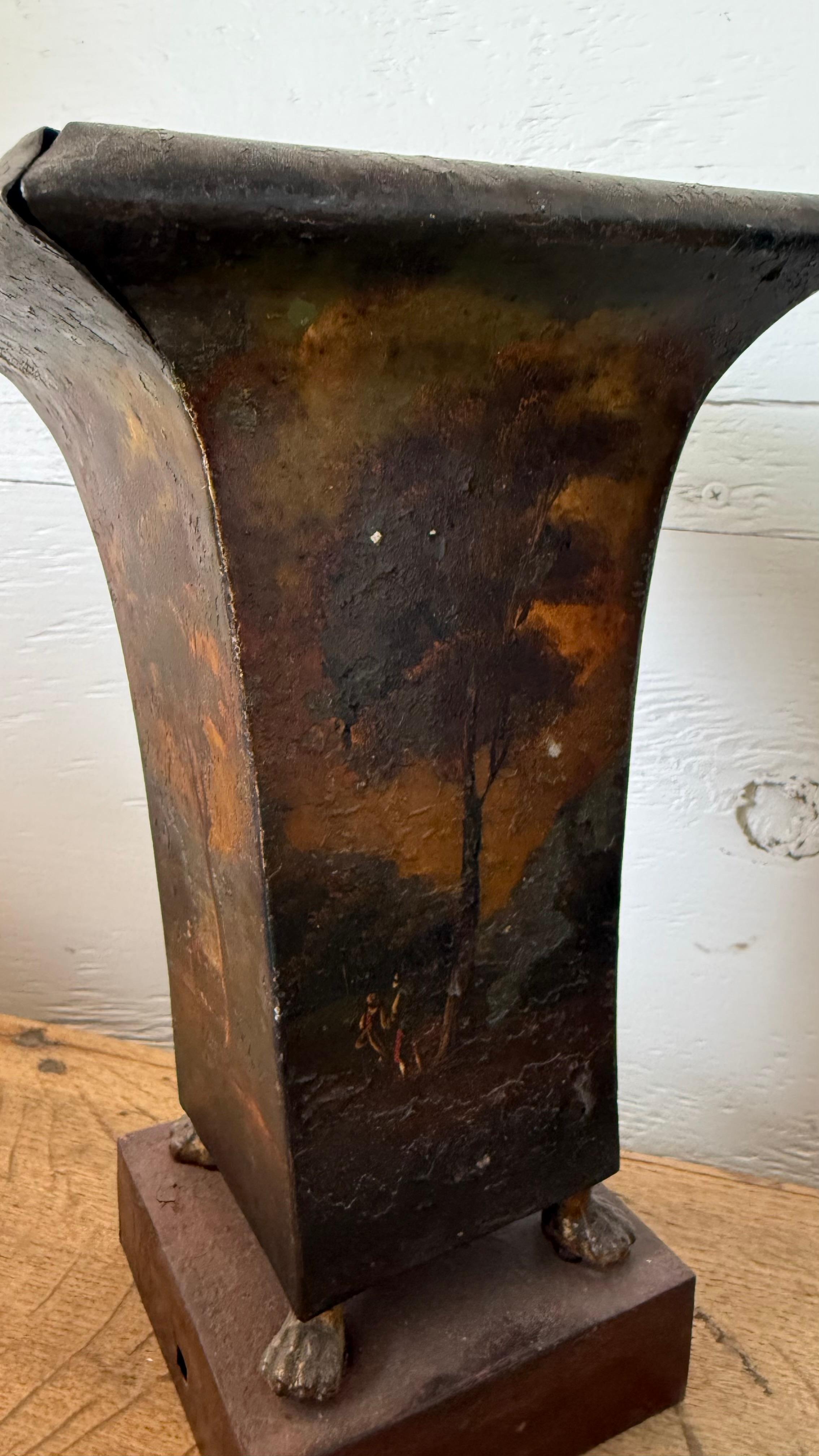 Pair of 18th c. Painted Tole Urns For Sale 2