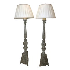 Pair of 18th C Style Dennis & Leen Carved Italian Floor Lamps