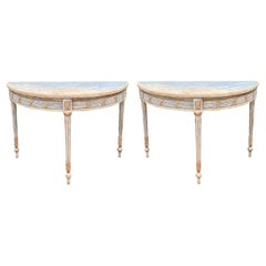 Pareja de Mesas Consola Demilune de Estilo Directoire Francés Dennis & Leen del S. XVIII