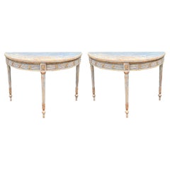 Pair of 18th C Style Dennis & Leen French Directoire Demilune Console Tables