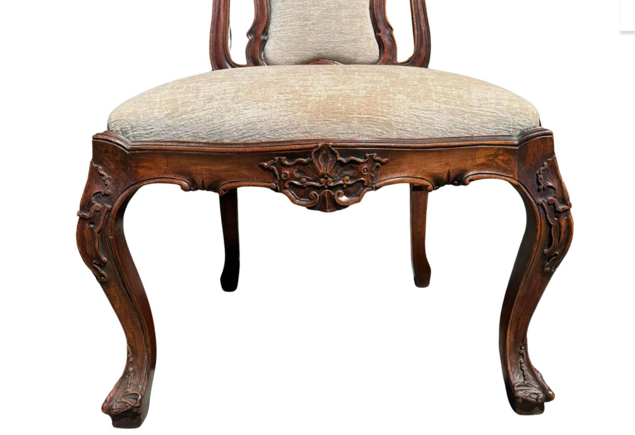 Pair of 18th C Style Portuguese Dining Chair by Randy Esada Designs. This listing is for two chairs but we actually have six chairs available. Sol in pairs.