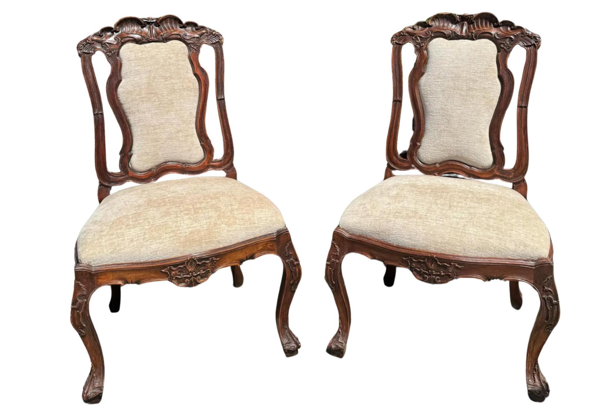 American Pair of 18th C Style Portuguese Dining Chair by Randy Esada Designs For Sale