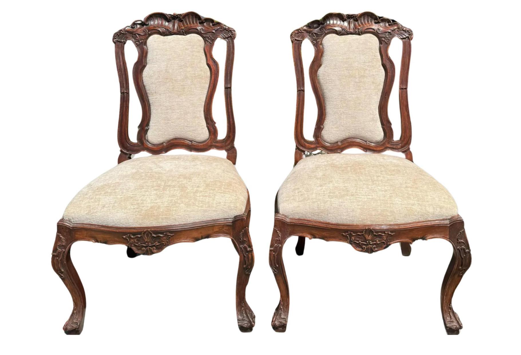 Pair of 18th C Style Portuguese Dining Chair by Randy Esada Designs In Good Condition For Sale In LOS ANGELES, CA