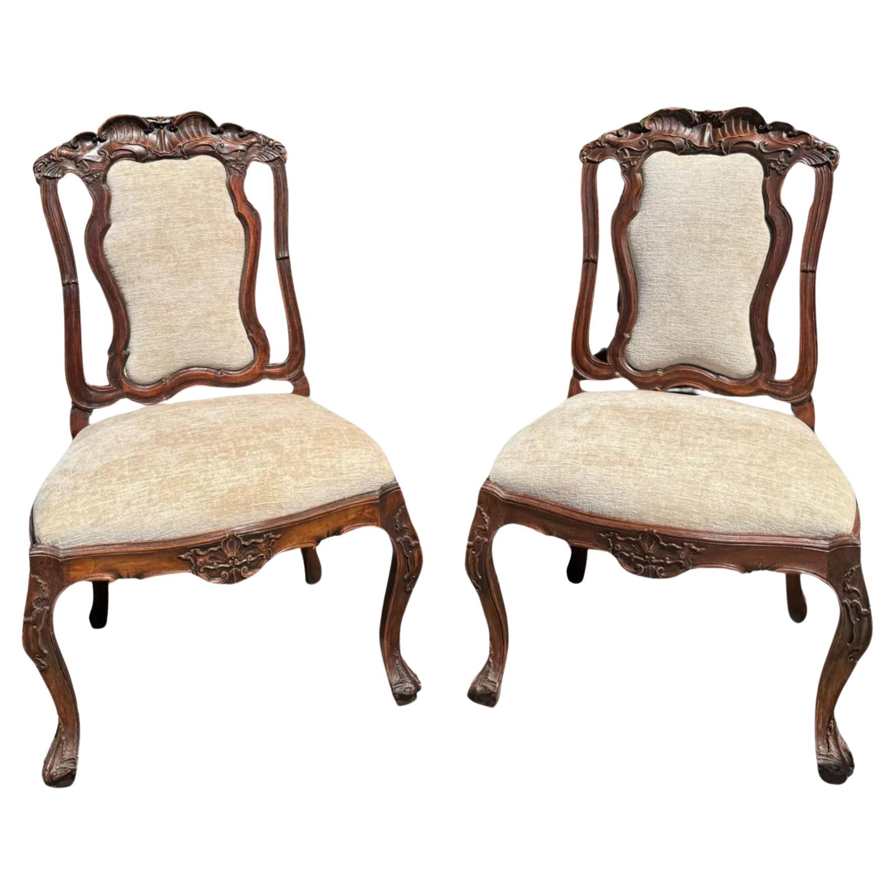 Pair of 18th C Style Portuguese Dining Chair by Randy Esada Designs For Sale