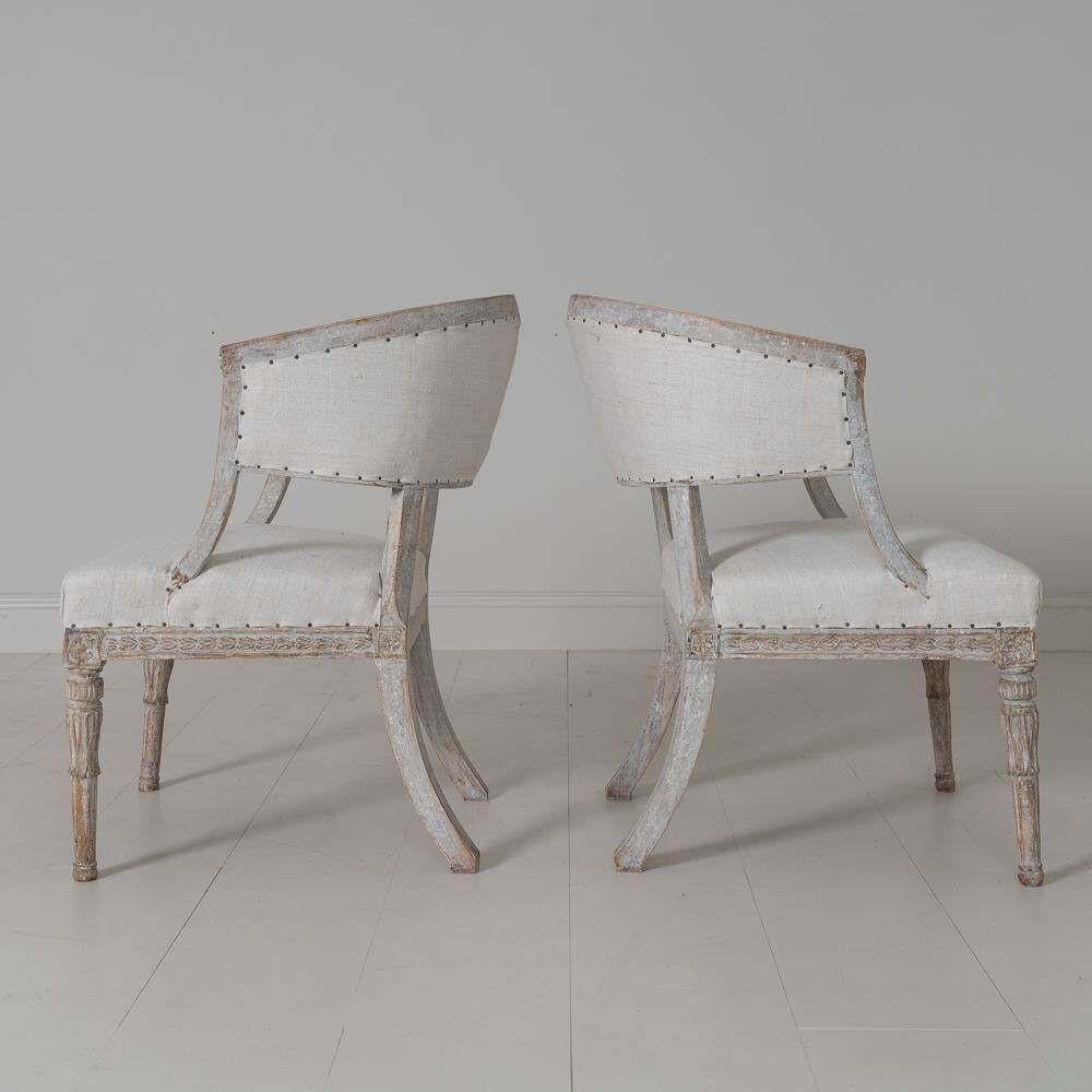 Pair of 18th C. Swedish Gustavian Period Original Paint Sulla Chairs 4