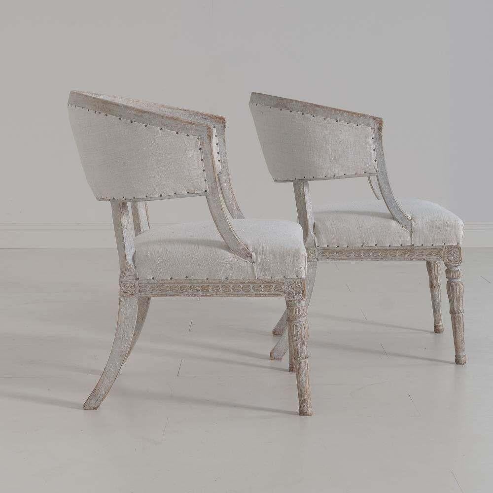 Pair of 18th C. Swedish Gustavian Period Original Paint Sulla Chairs 5