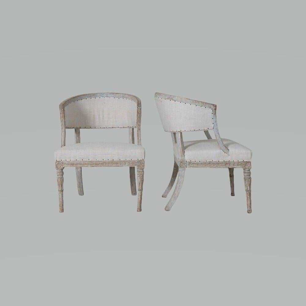 Pair of 18th C. Swedish Gustavian Period Original Paint Sulla Chairs 6