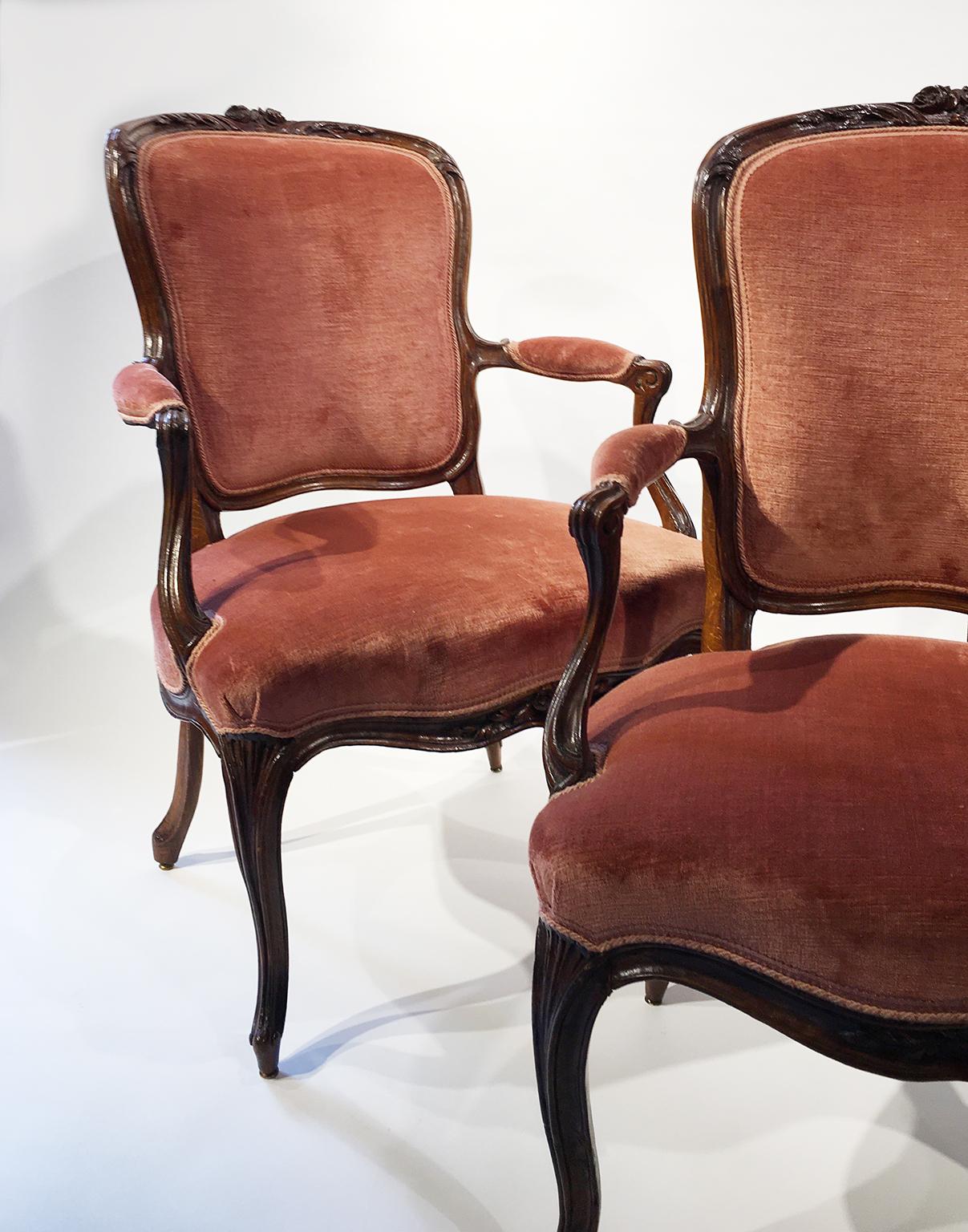 Pair of 18th Cent. French Armchairs by J. B. Boulard, Circa 1765 In Good Condition In Milano, IT