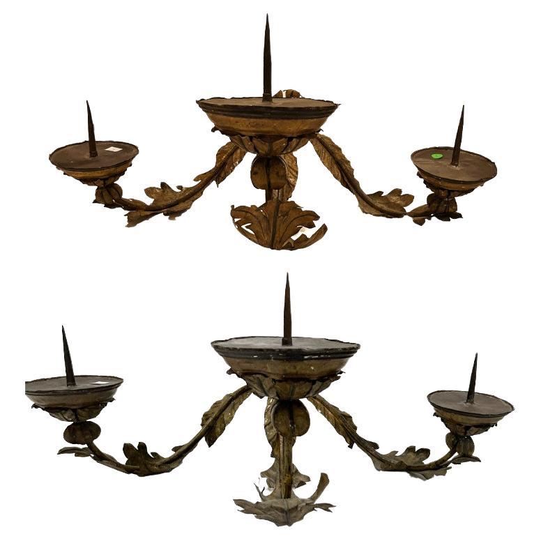 Pair of Sconces, 18th Century, 3 Arm  For Sale