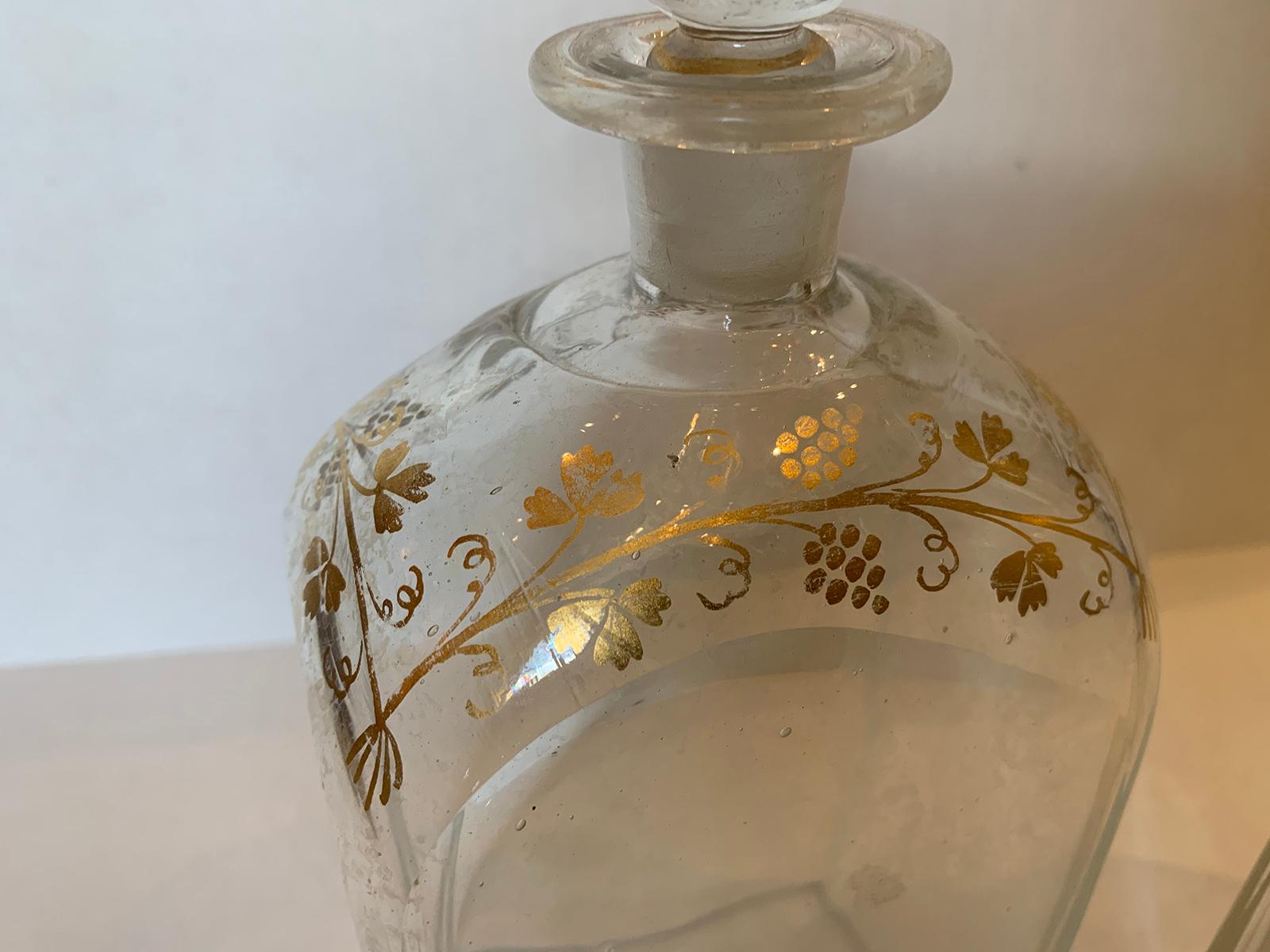 Pair of 18th Century American Glass Decanters with Gilt Details 2