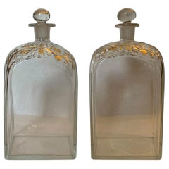 Pair of 18th Century American Glass Decanters with Gilt Details