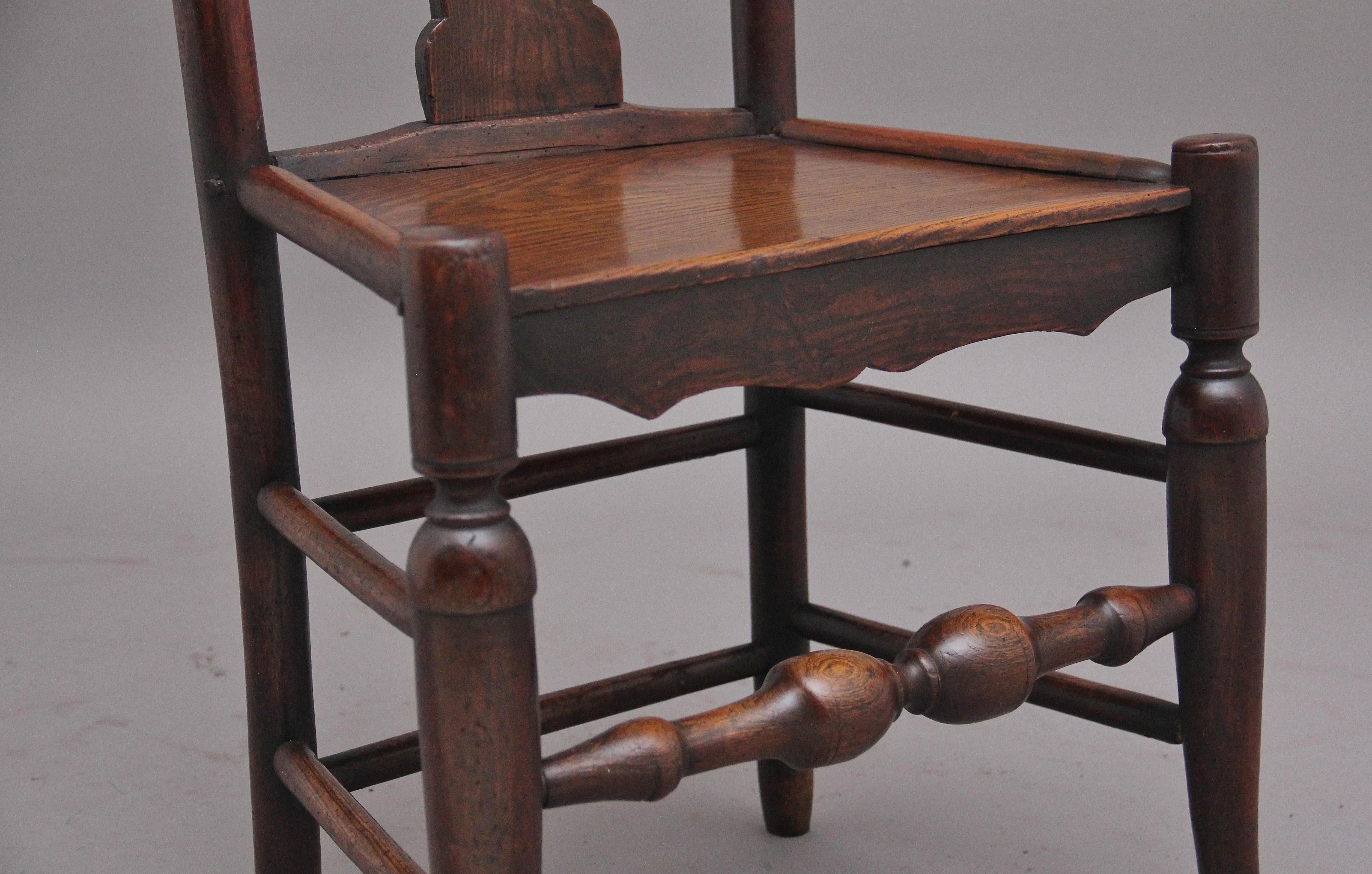 Pair of 18th Century Antique Elm Side Chairs For Sale 6