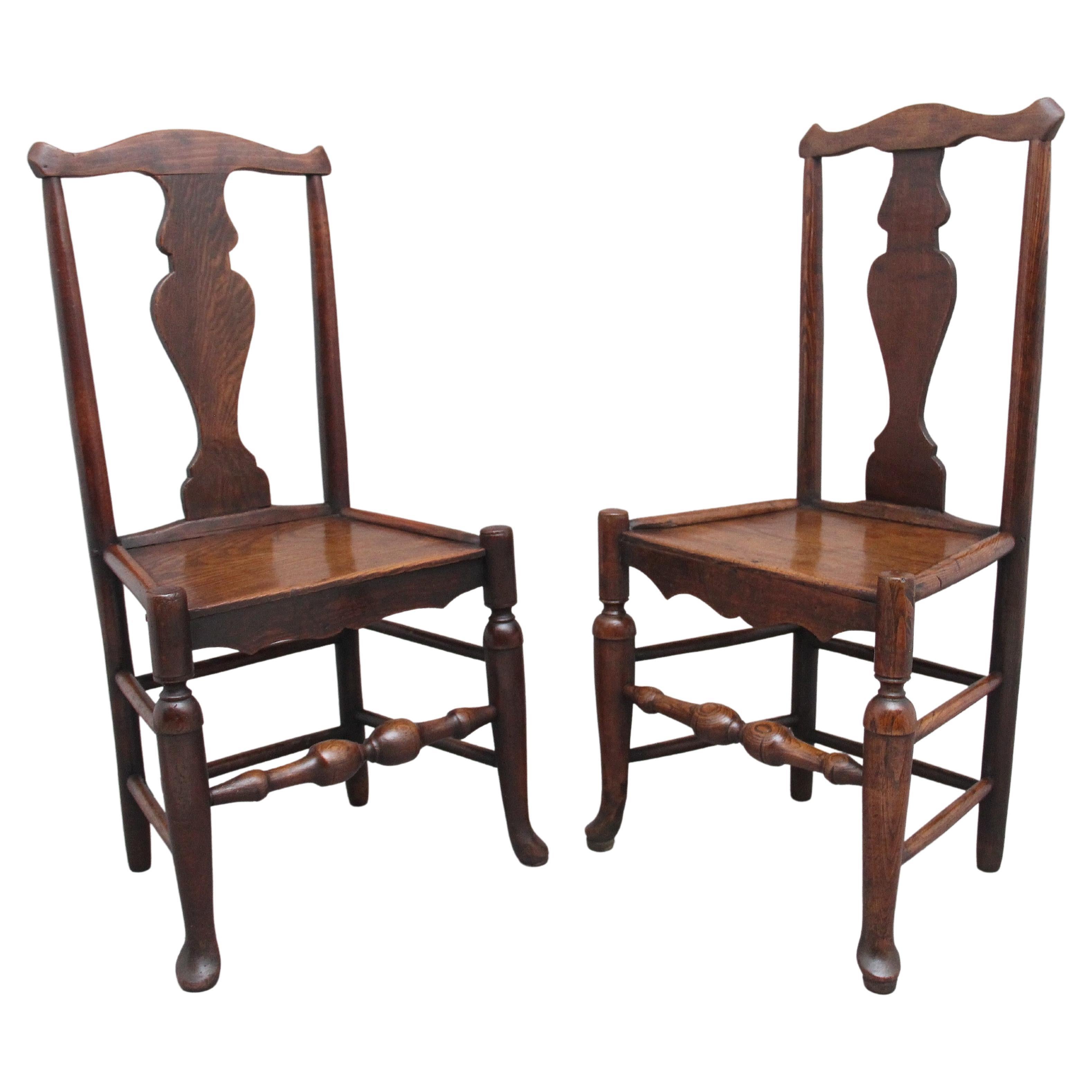Pair of 18th Century Antique Elm Side Chairs For Sale