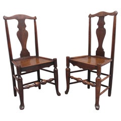 Pair of 18th Century Antique Elm Side Chairs
