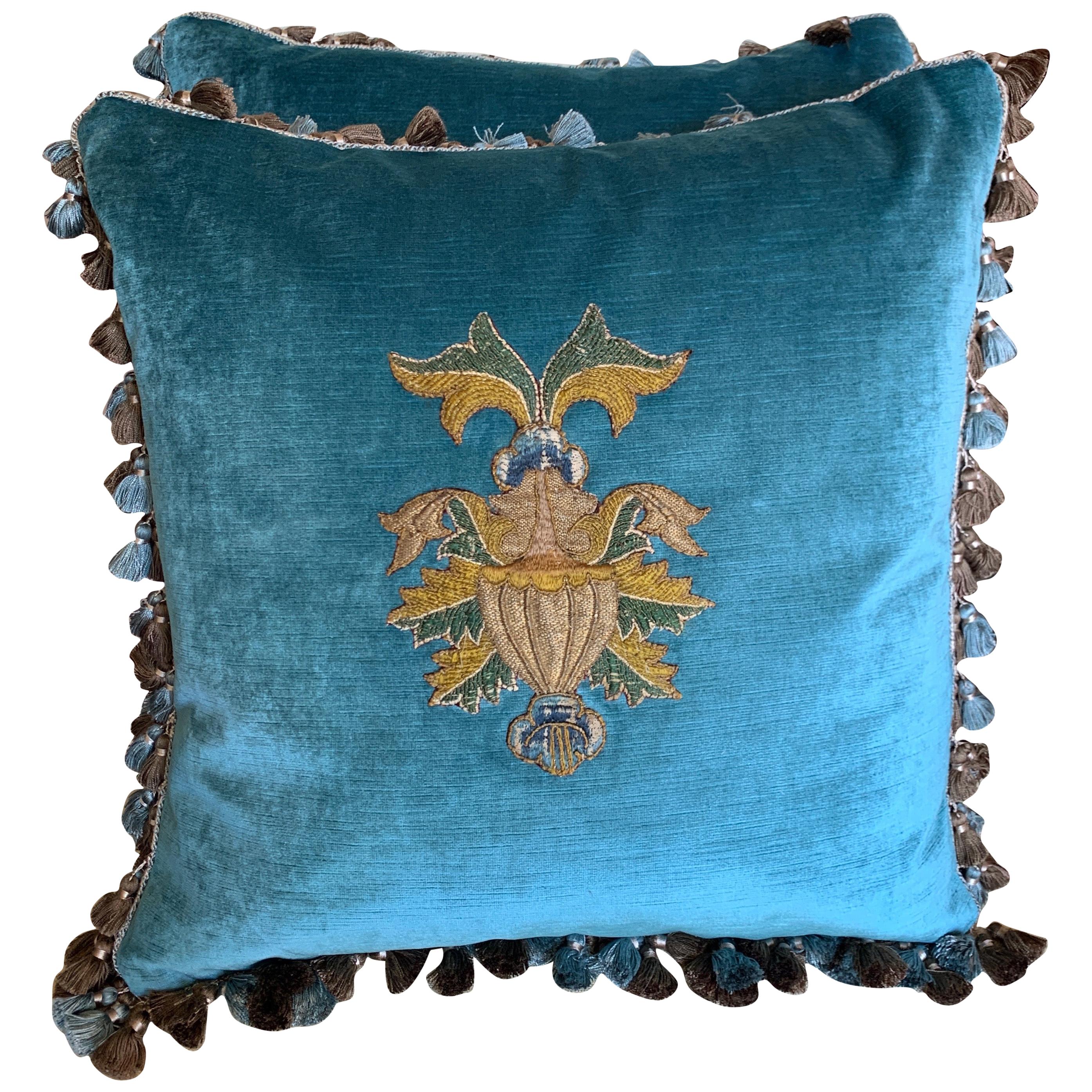 Pair of 18th Century Appliqué Pillows by Melissa Levinson