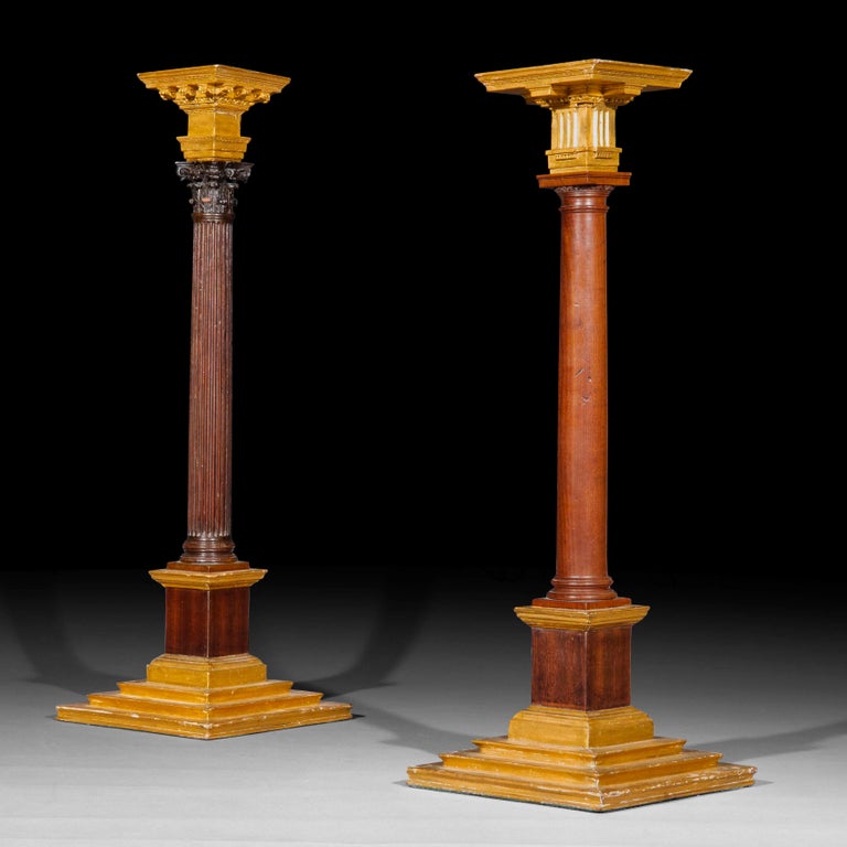 English Pair of 18th Century Architectural Models of Classical Columns For Sale