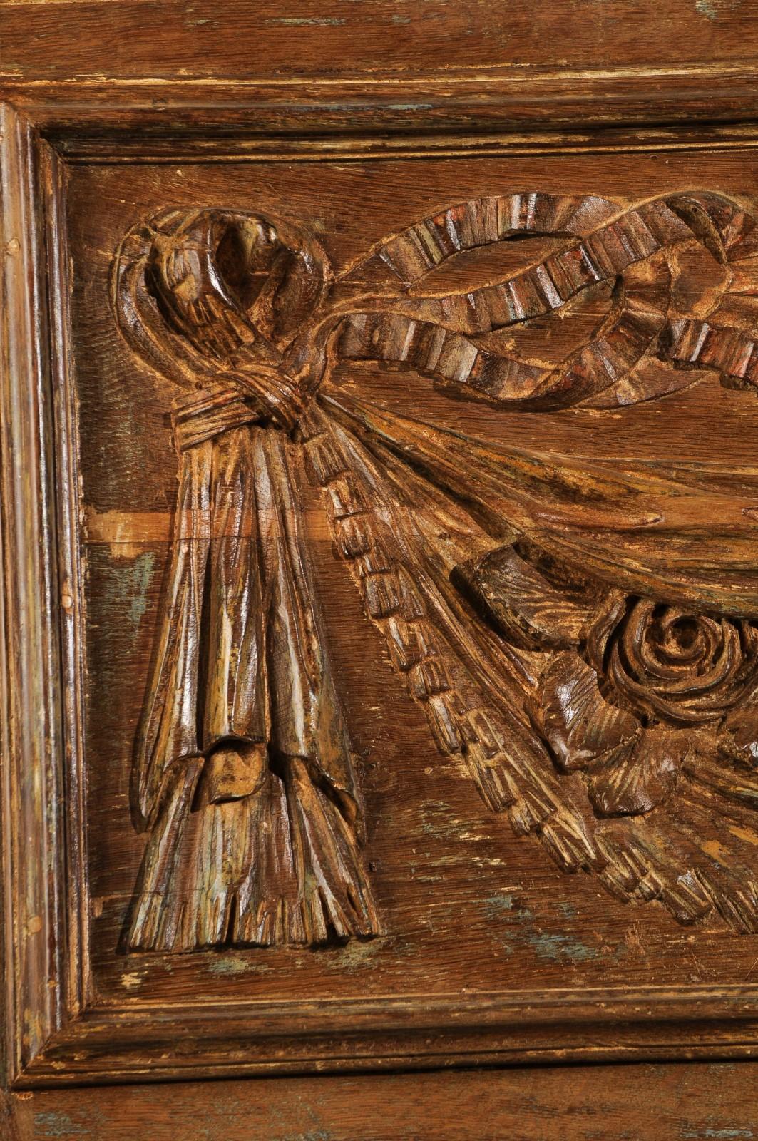 Pair of 18th Century Architectural Panels with Swags Hand Carved in Low-Relief For Sale 3
