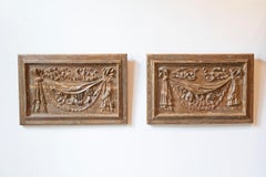 Pair of 18th Century Architectural Panels with Swags Hand Carved in Low-Relief