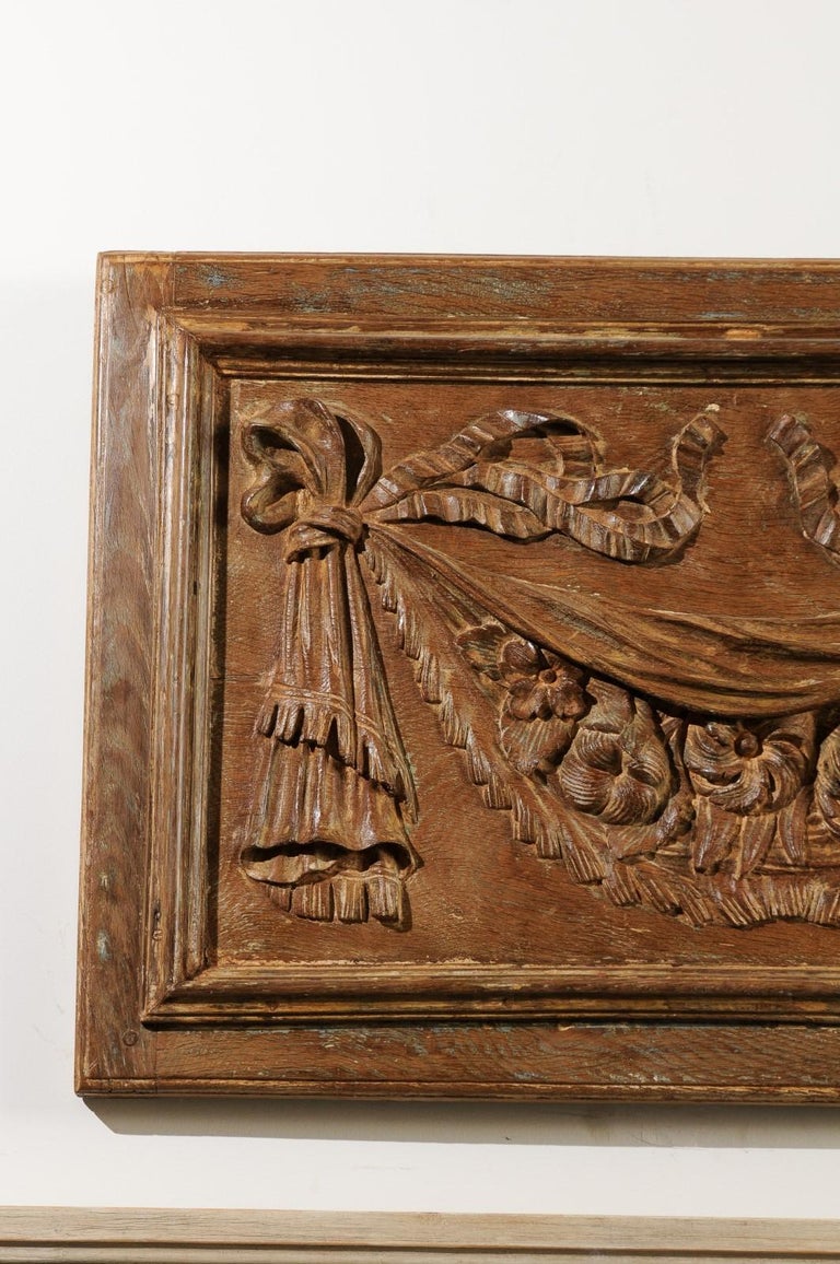 Pair of 18th Century Architectural Panels with Swags Hand Carved in Low