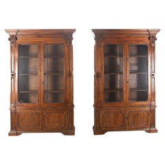 Pair of 18th Century Architectural Walnut Library Bookcases