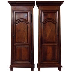 Pair of 18th Century Armoire Corner Cupboards in Walnut