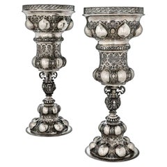 Pair of 18th Century Ausbourg-Germany Silver Cups