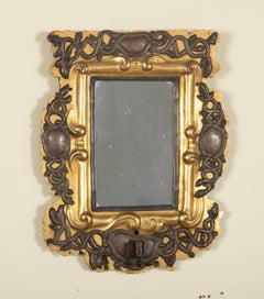 Paire de miroirs italiens du XVIIIe siècle en laiton doré et en argent