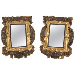 Antique Pair of 18th Century Baltic Gilt Brass and Silver Mirror Sconces