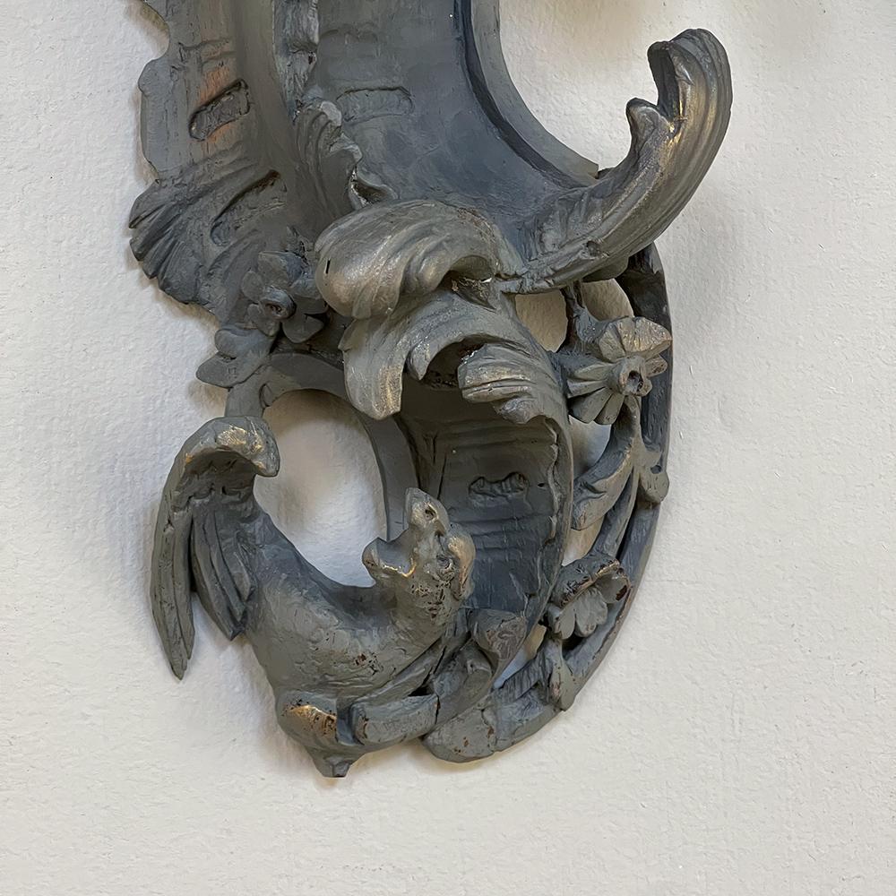 Pair of 18th Century Baroque Grey Painted Dragon Wall Shelves For Sale 3