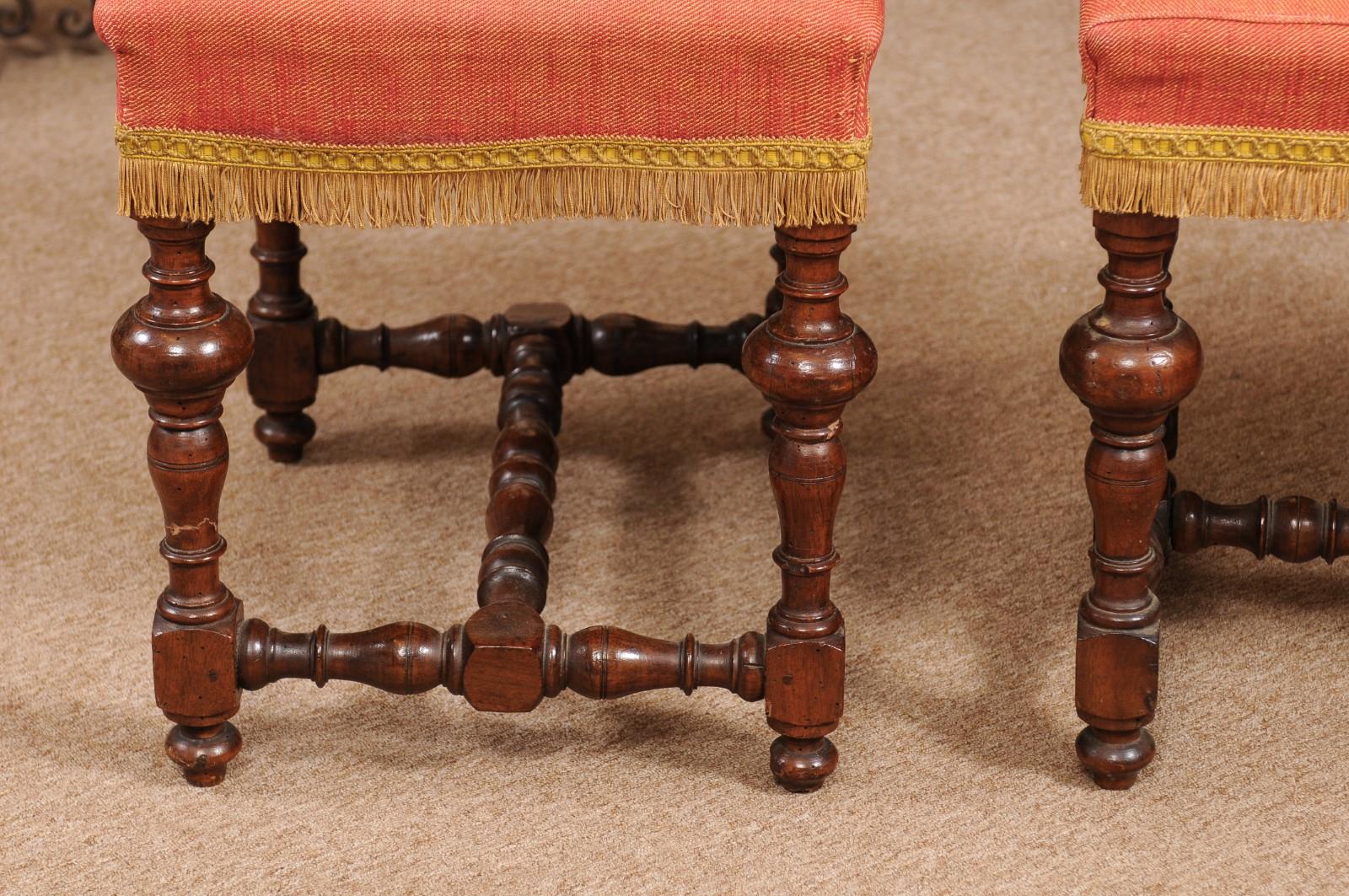 Pair of 18th Century Baroque Style Italian Walnut Benches (Polster)