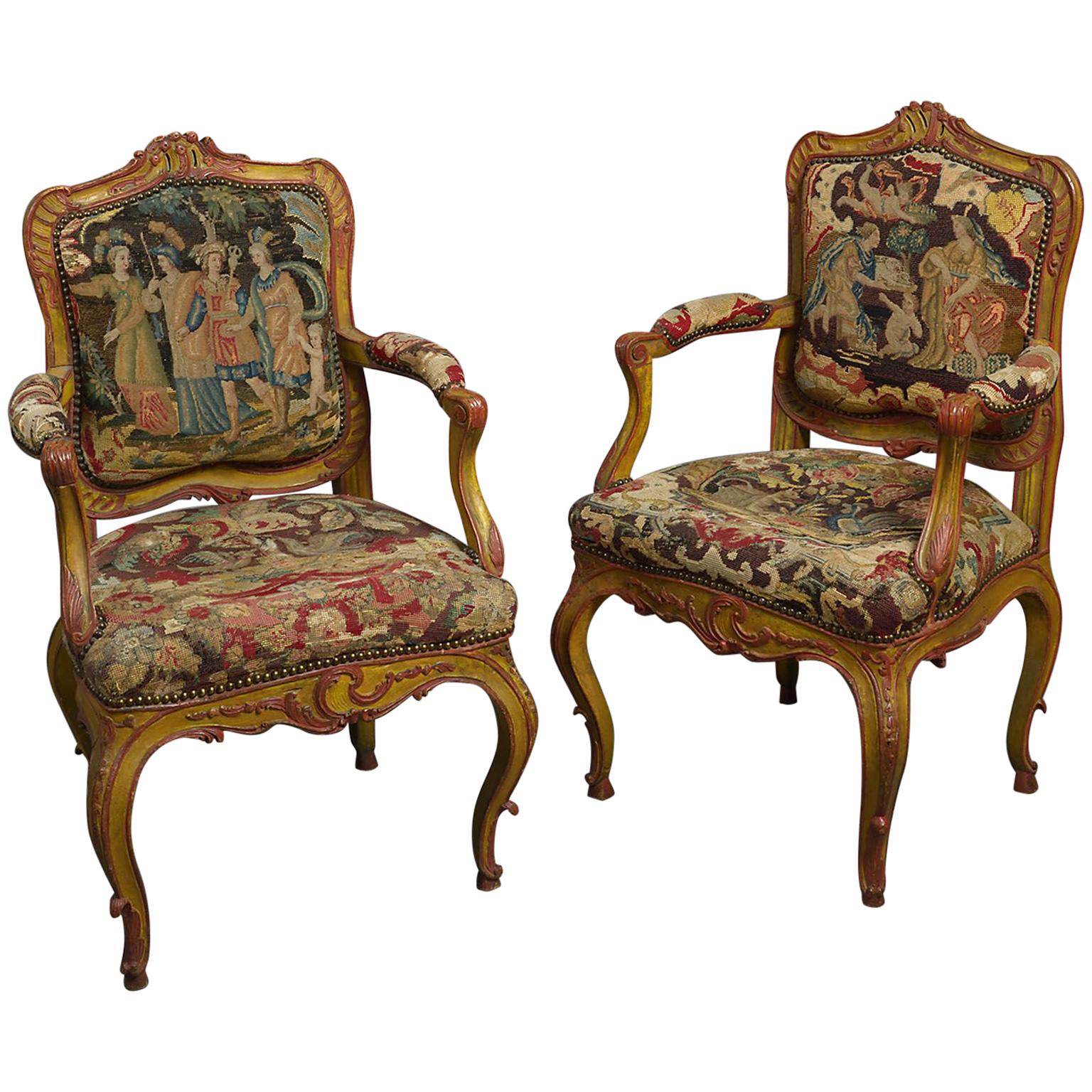 Pair of 18th Century Bavarian Painted Armchairs