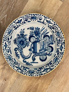Pair of 18th Century Blue and White Dutch Delft Chargers