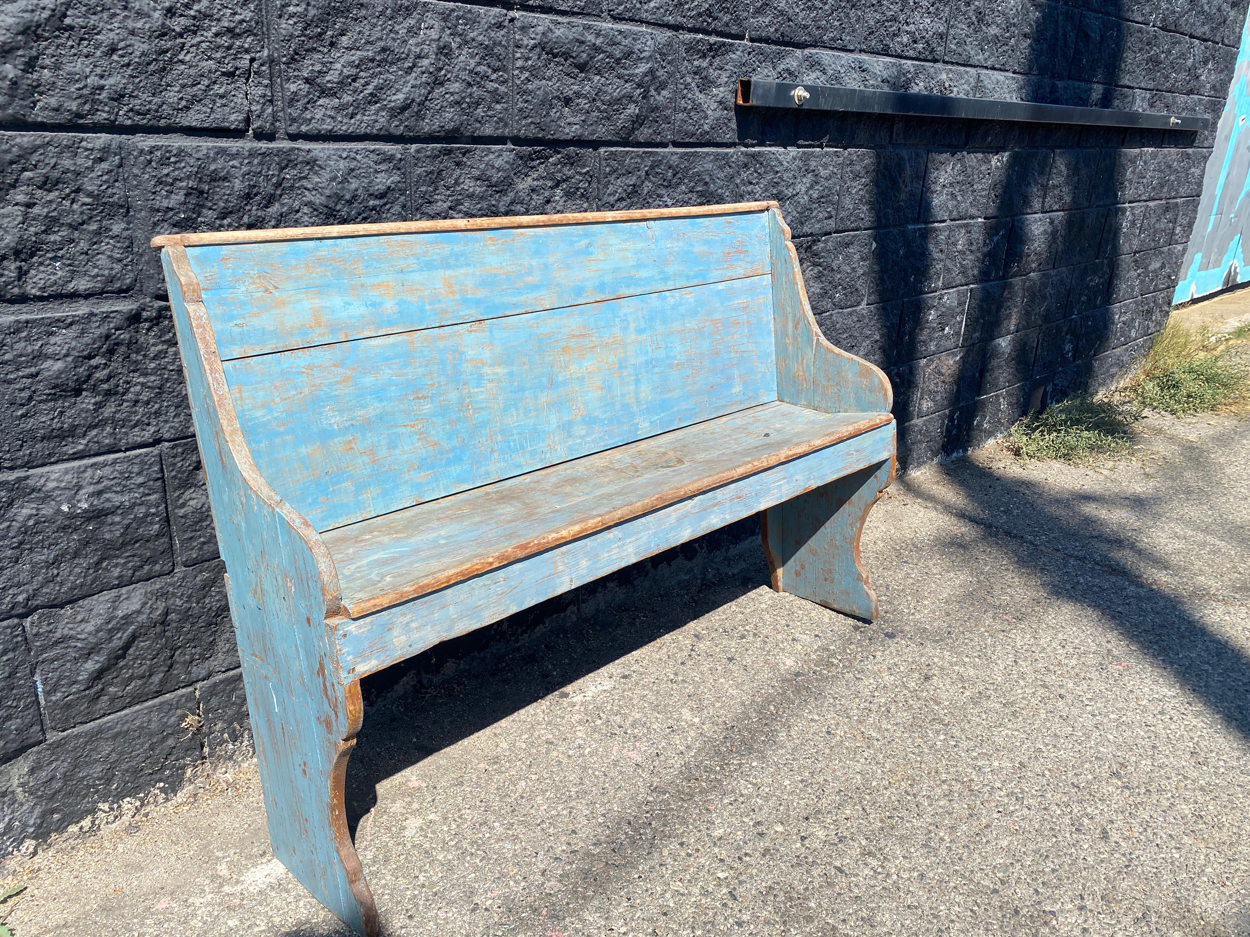 Italian 18th Century Blue Chapel Benches