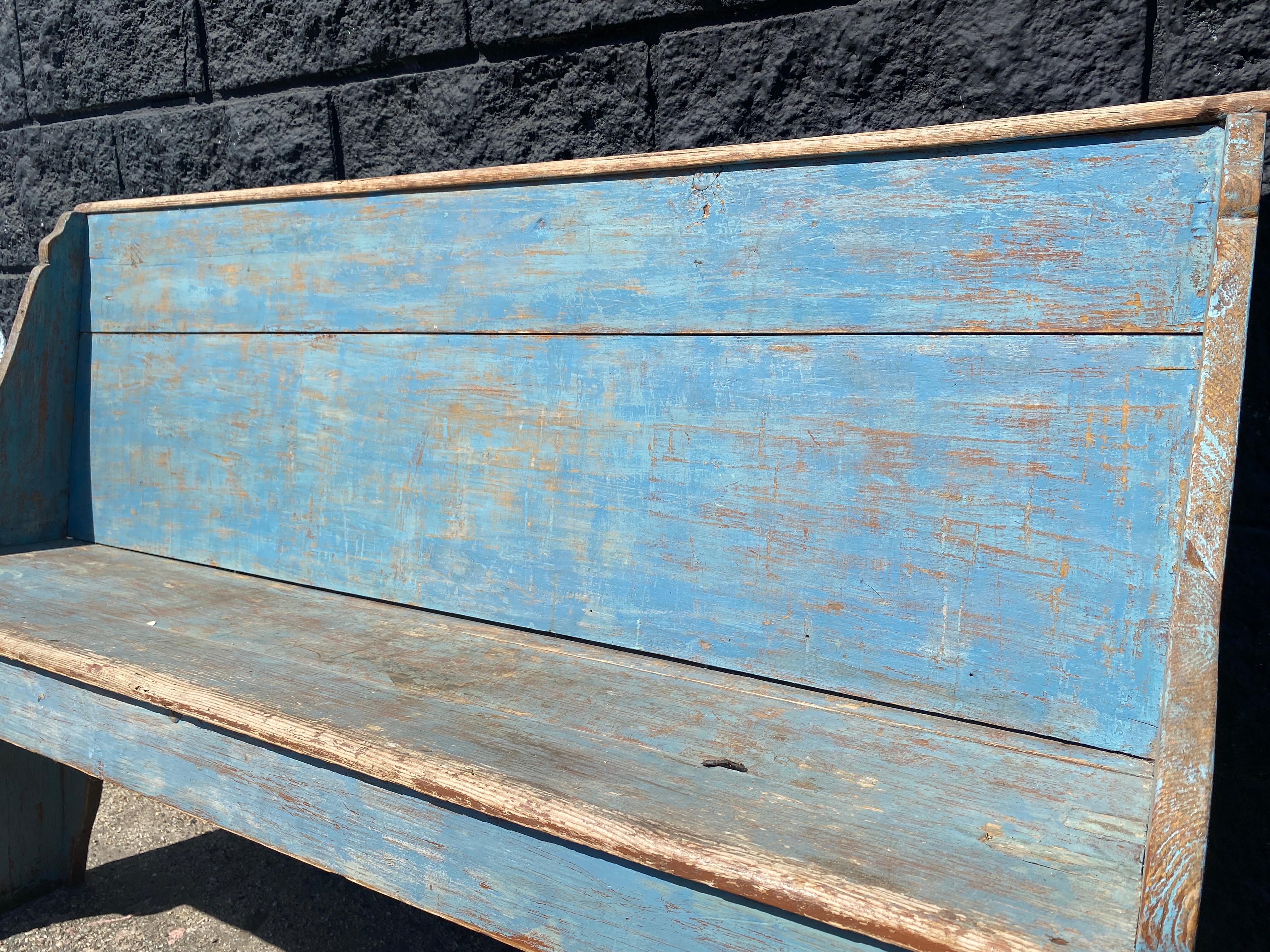 Woodwork 18th Century Blue Chapel Benches