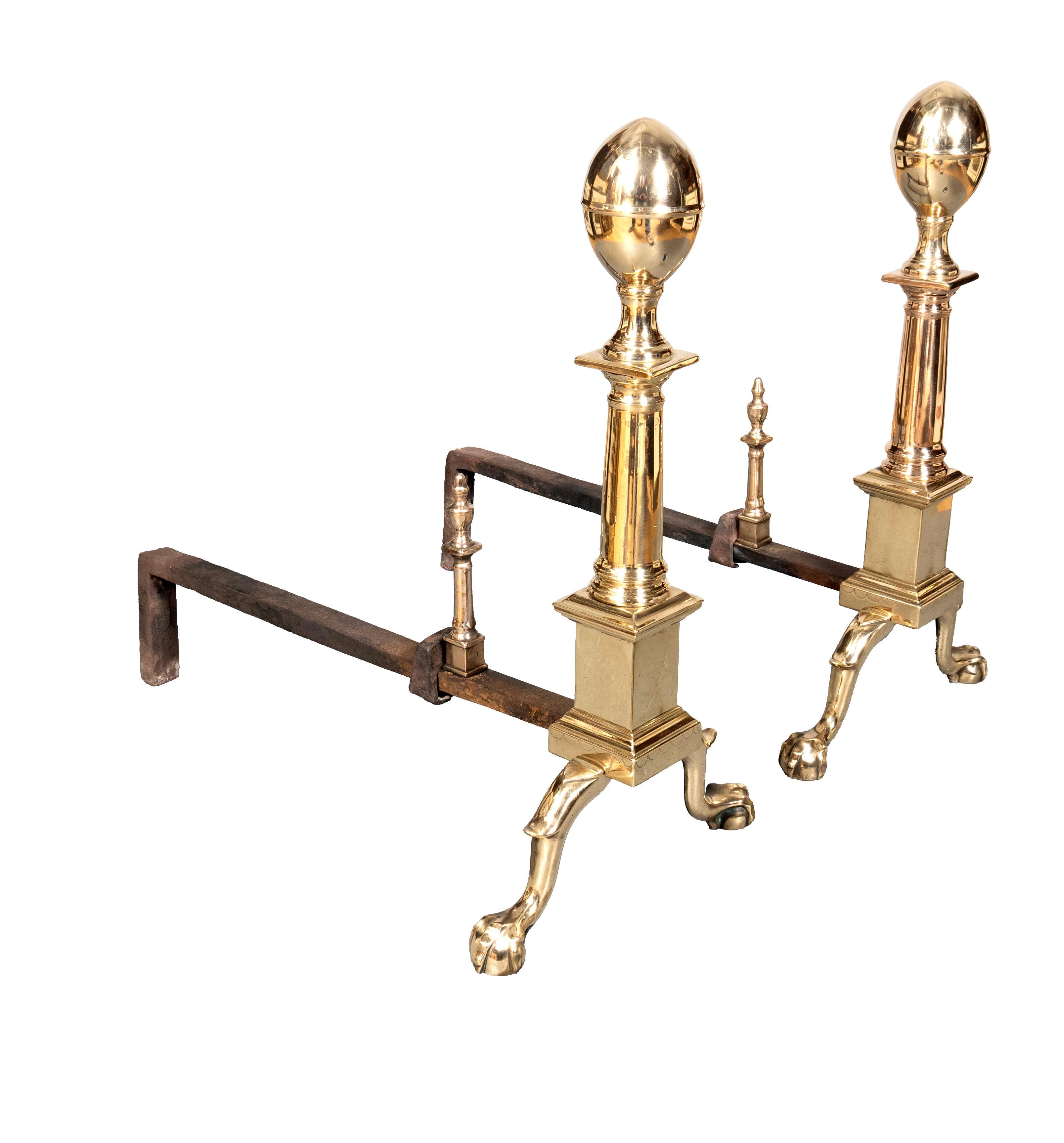 Lemon top with ball and claw feet and brass urn form log stops.