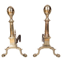 Pair Of 18th Century Boston Federal Bell Metal Andirons